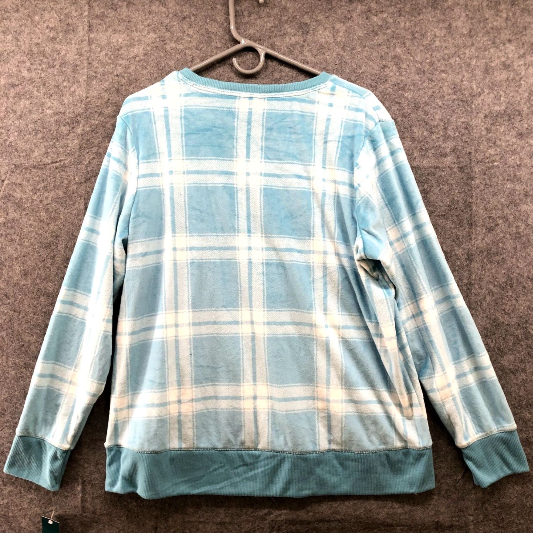 Croft & Barrow NWT Croft & Barrow Plush Lounge Sweatshirt Womens XL Blue Plaid Pajama Top Crew Neck Fleece Pajama Top Comfort Lounge Nightwear Size XL / US 12-14 / IT 48-50 - 2 Thumbnail
