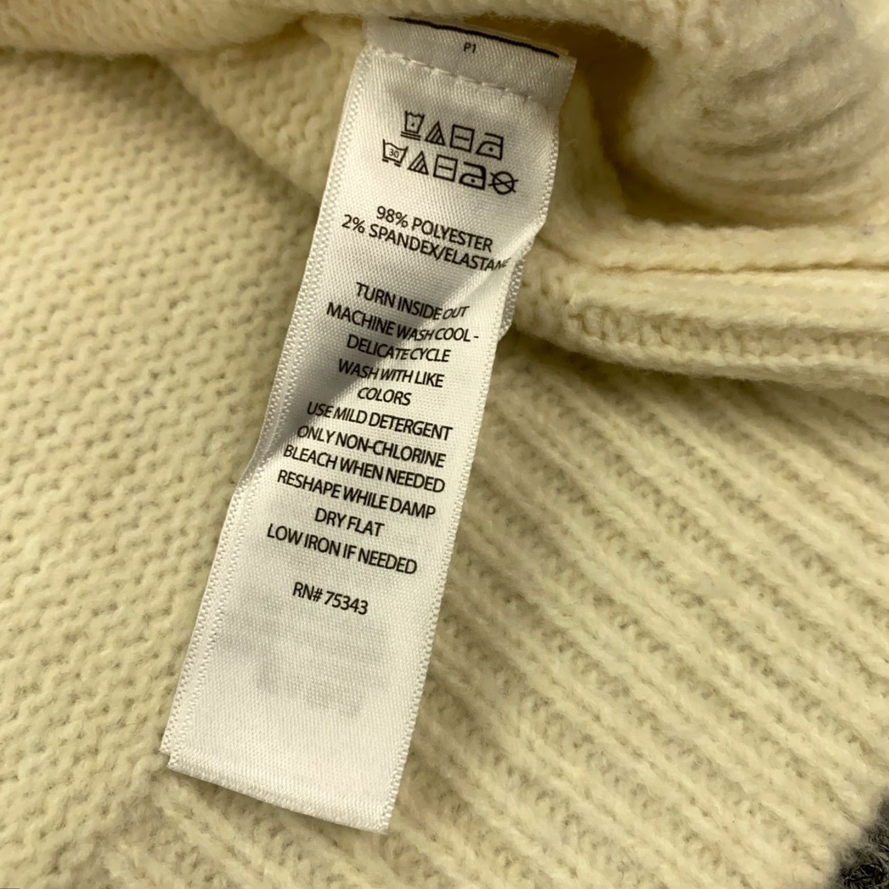 Vintage Cupcakes & Cashmere Sweater Womens XS Ivory Mock Neck Geometric Cable-Knit Pullover #1 Sweatshirt? Size XS / US 0-2 / IT 36-38 - 7 Thumbnail