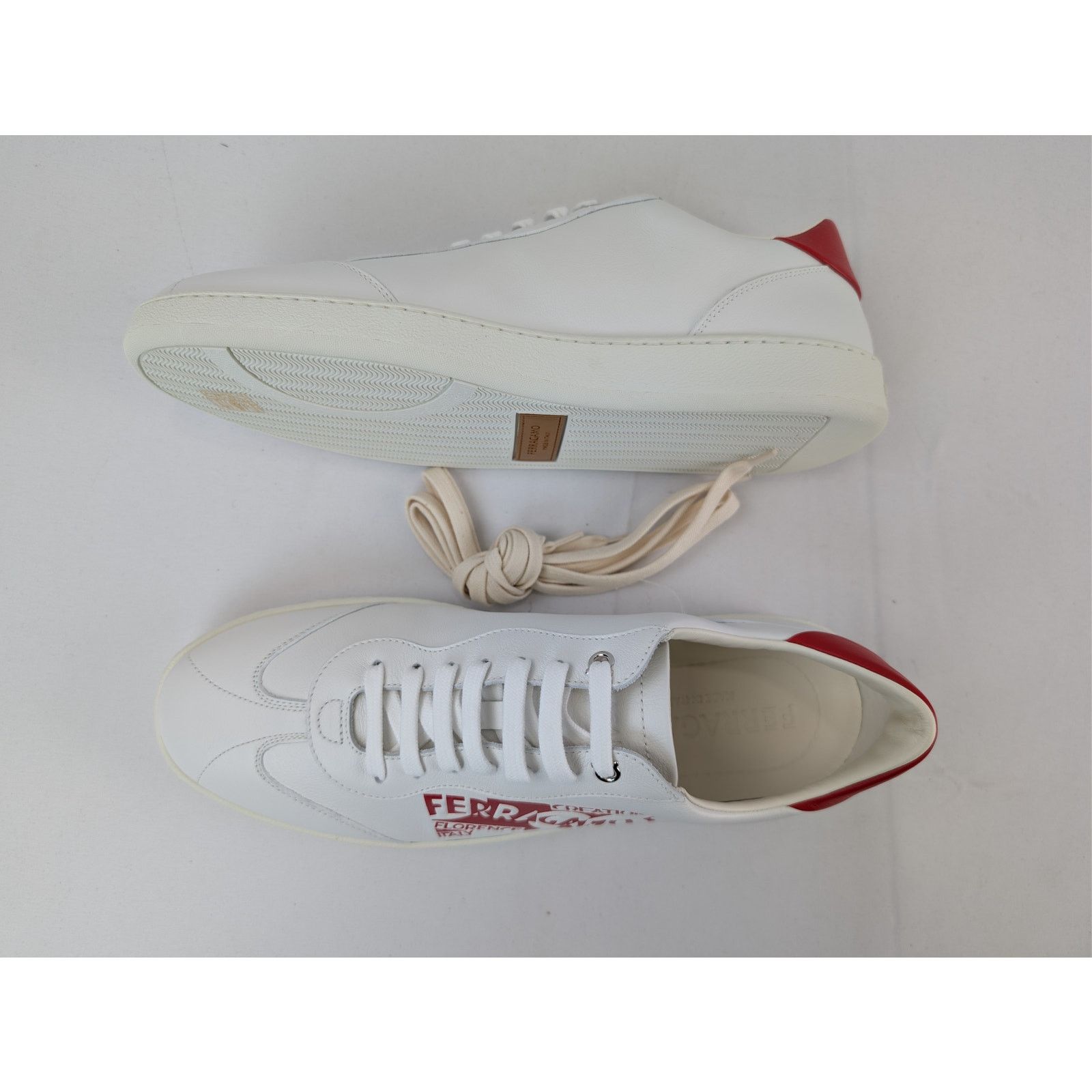 Salvatore Ferragamo o1rshd1 Achille Venn Low-Top Sneakers in White/Red Size US 11 / EU 44 - 1 Thumbnail