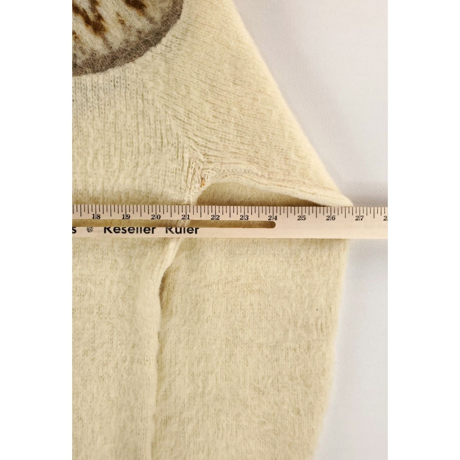 Vintage VINTAGE TownCraft Sweater Fair Isle Ivory L Mens Cream Fuzzy Acrylic Mohair Nordic 60s Pullover Size US L / EU 52-54 / 3 - 4 Thumbnail