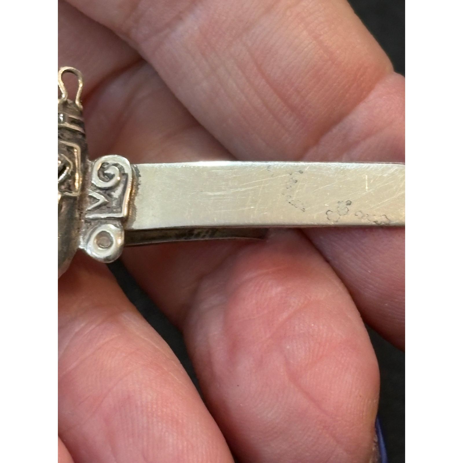 Other Vintage Tie Clip R.B.Z. Mexico Sterling Silver Aztec Mask Size 26 - 4 Thumbnail