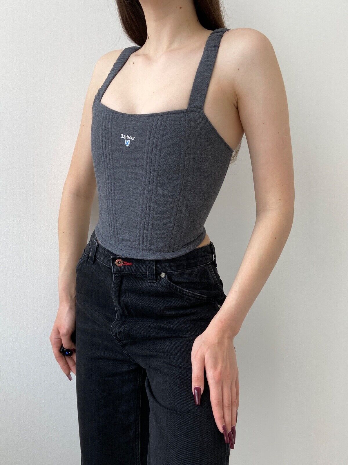 Barbour Handmade Barbour Grey Women's Tank Crop Top Corset Size S / US 4 / IT 40 - 2 Thumbnail