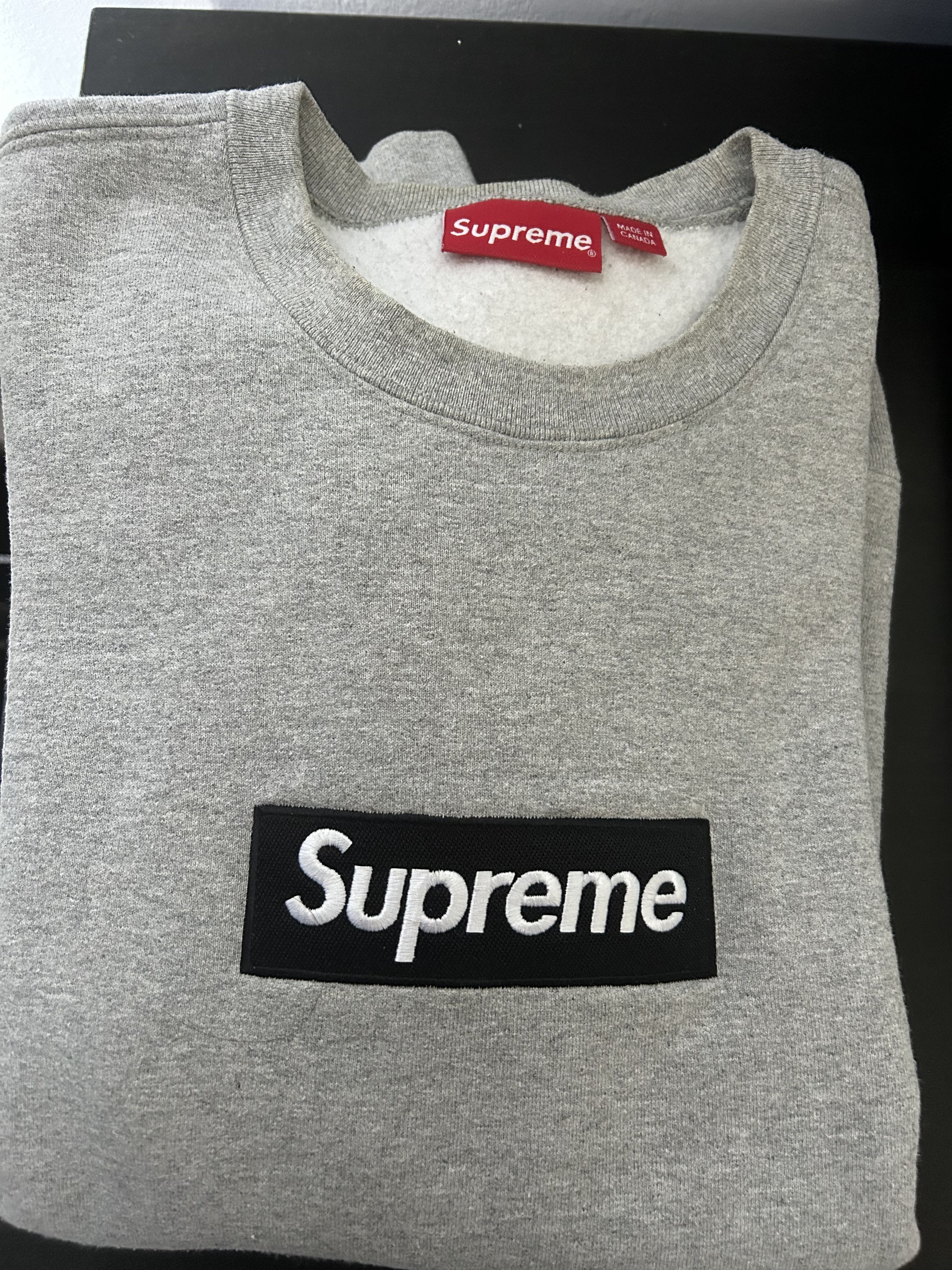 Supreme Supreme Box Logo Crewneck BOGO in Ash Grey FW18 | Grailed