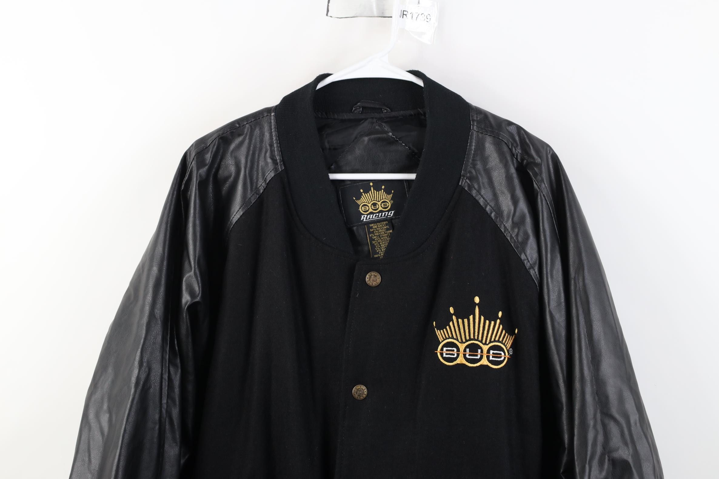 Budweiser Vintage 90s Y2K Budweiser Racing Wool Varsity Jacket Black Size US XL / EU 56 / 4 - 2 Thumbnail