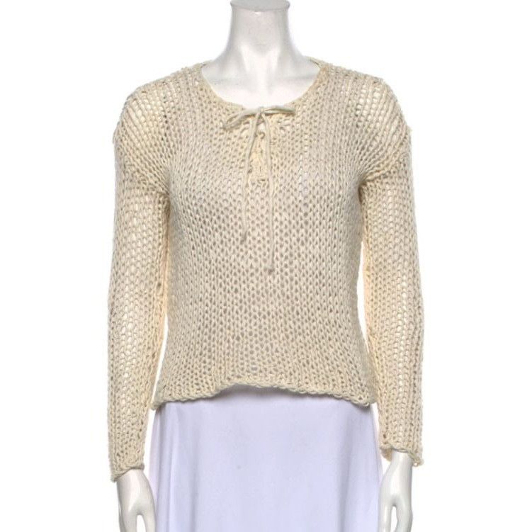 Vince ⭐Vince Womens Sweater Hand Knitted Sz S Long Sleeve Tie 100% Size S / US 4 / IT 40 - 1 Thumbnail