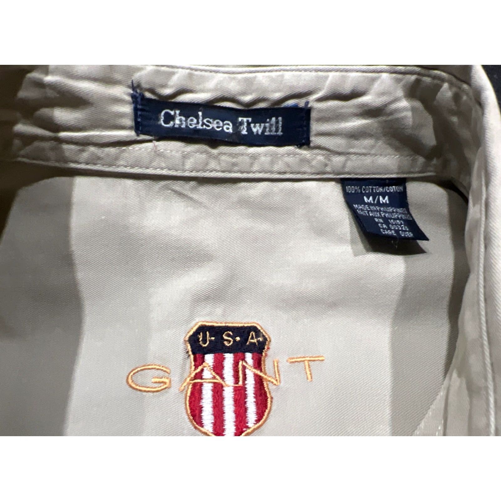 Gant VINTAGE GANT Men's Short Sleeve Shirt Twill Beige Collared Button-Up 90s Chelsea USA Medium Size US M / EU 48-50 / 2 - 7 Thumbnail
