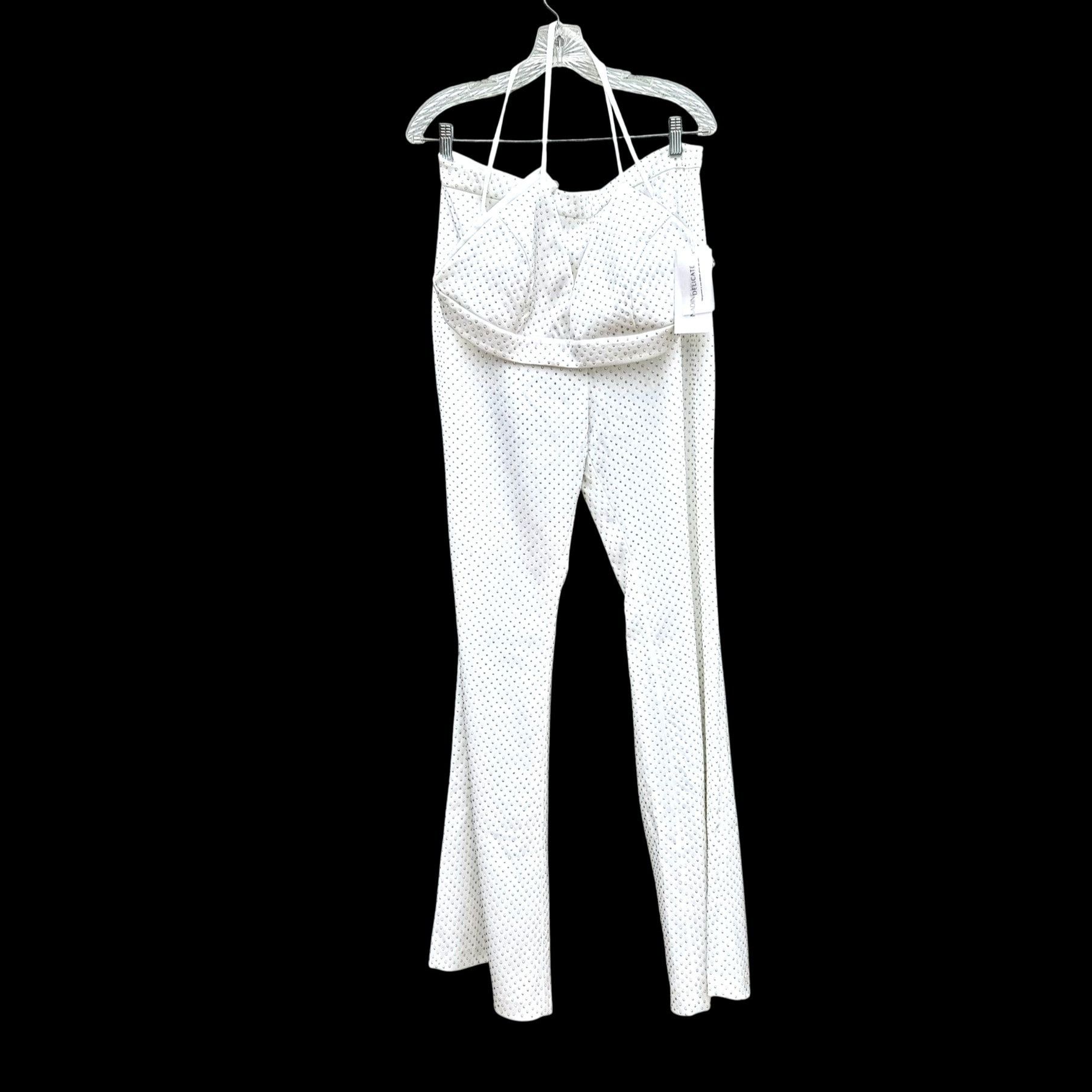 Other Nadine Merabi White Rhinestone Kira Two-Piece Set Top L Pant Size 36" / US 14 / IT 50 - 7 Thumbnail