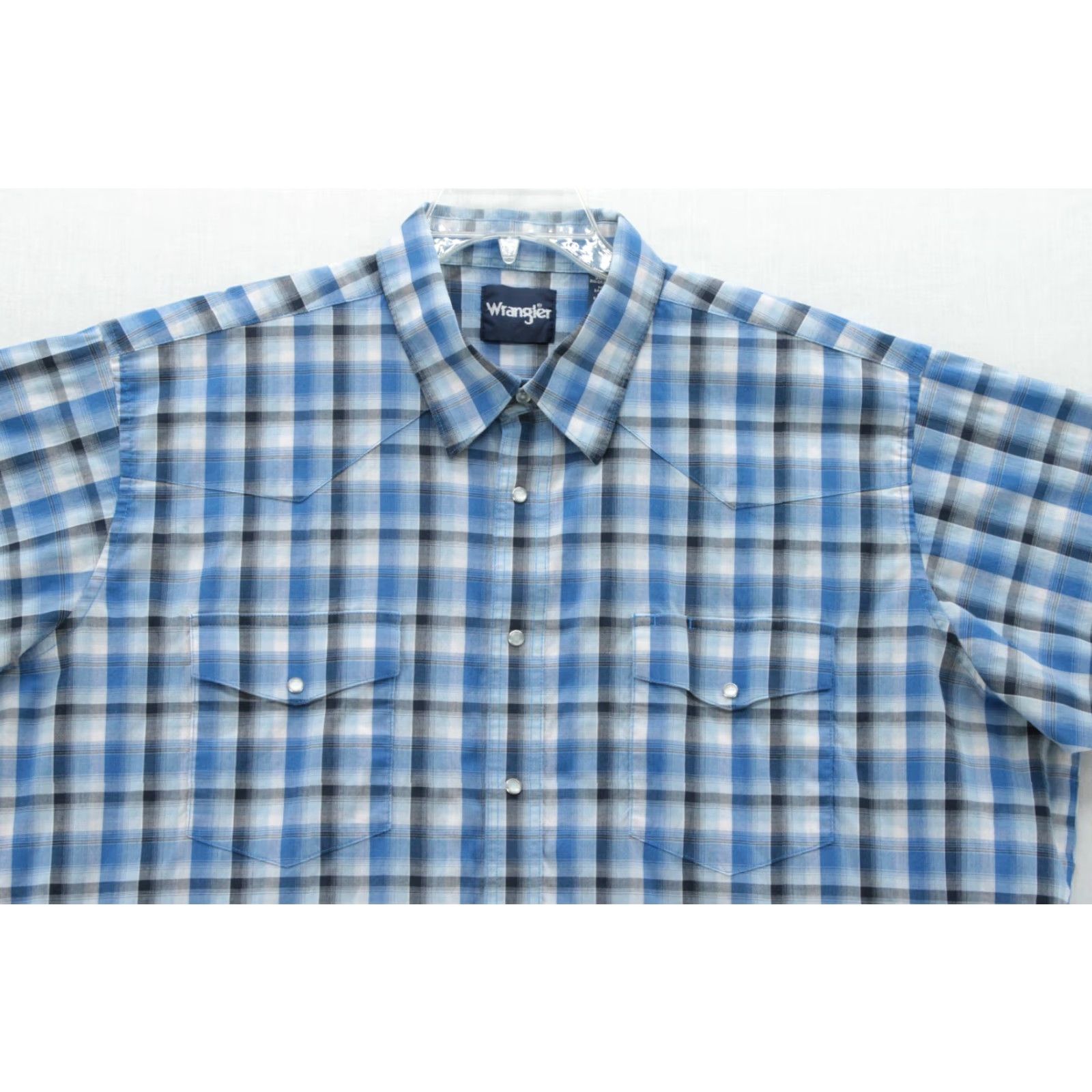 Wrangler VINTAGE Wrangler Shirt Mens 3XL Blue Plaid Pearl Snap Cowboy Western Retro Shirt Size US XXL / EU 58 / 5 - 2 Thumbnail