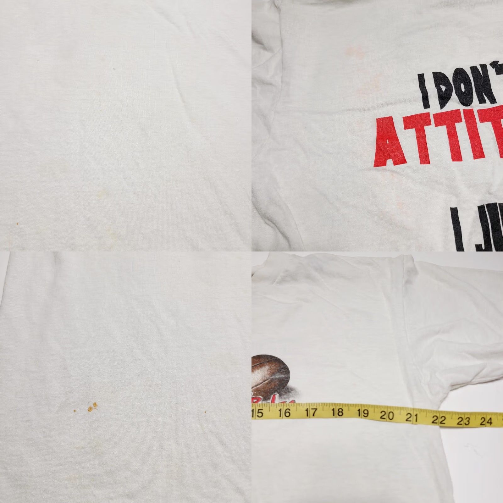Nutmeg VINTAGE 90s Attitude Problem T-Shirt Mens XL Nutmeg White Graphic Print Basketball Crew Neck Short Sleeve Same Game New Rules Size US XL / EU 56 / 4 - 8 Thumbnail