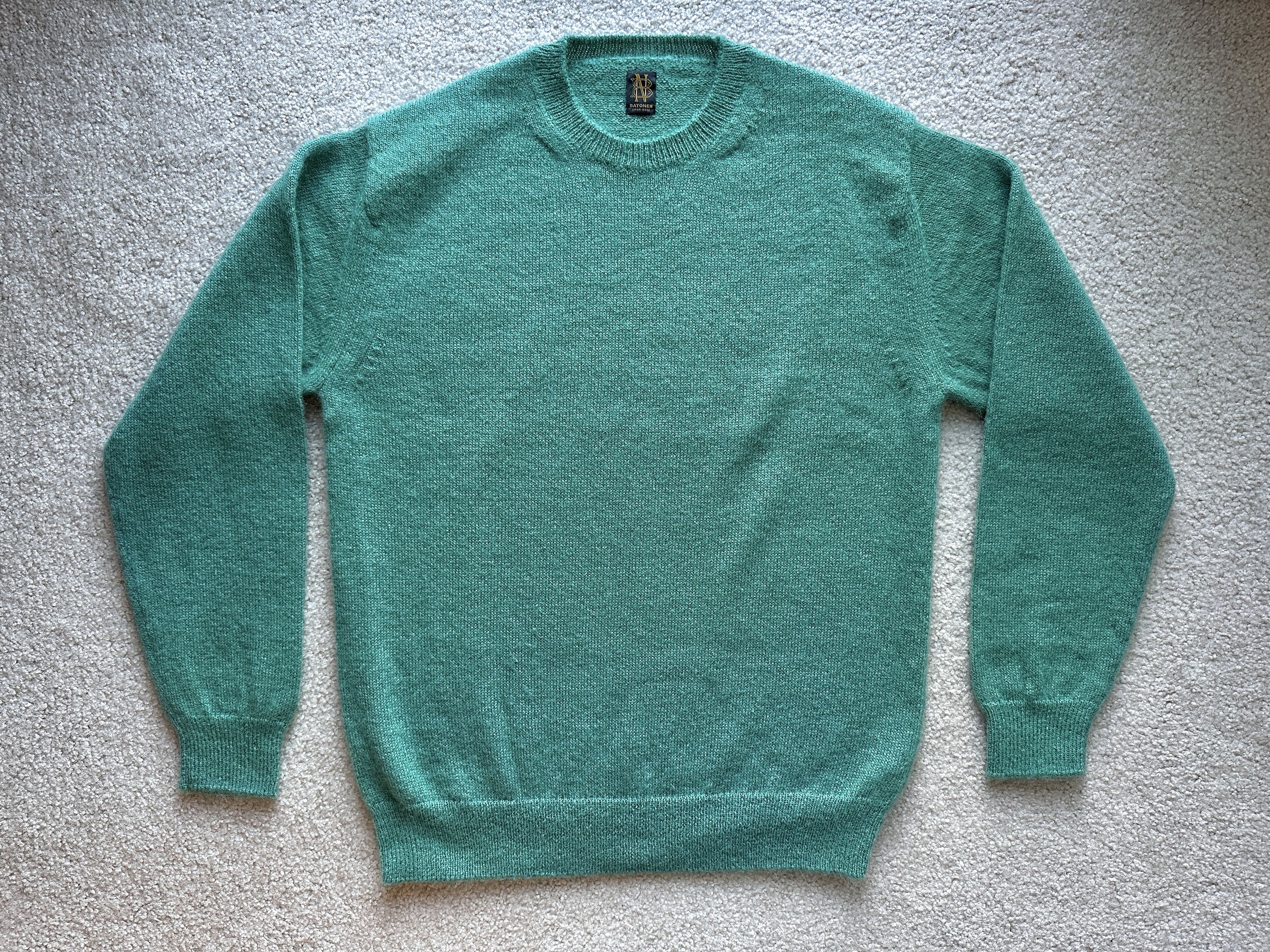 Batoner Batoner Pure 100% Mohair Teal Green Crewneck Wool Sweater Size US L / EU 52-54 / 3 - 1 Thumbnail