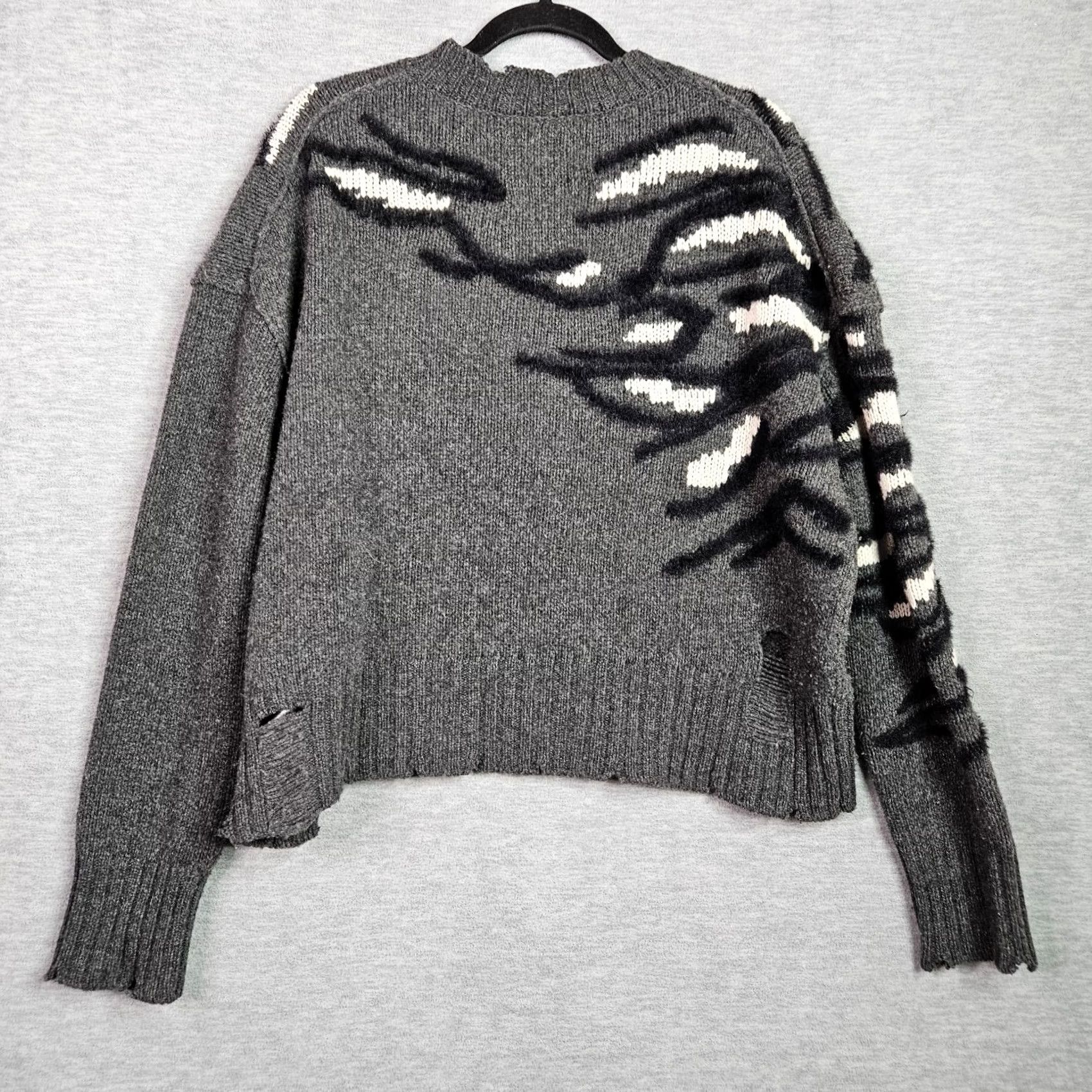 Zadig & Voltaire Zadig & Voltaire Distressed Sweater Starry Intarsia Tiger Women's Size S Wool Size S / US 4 / IT 40 - 3 Thumbnail