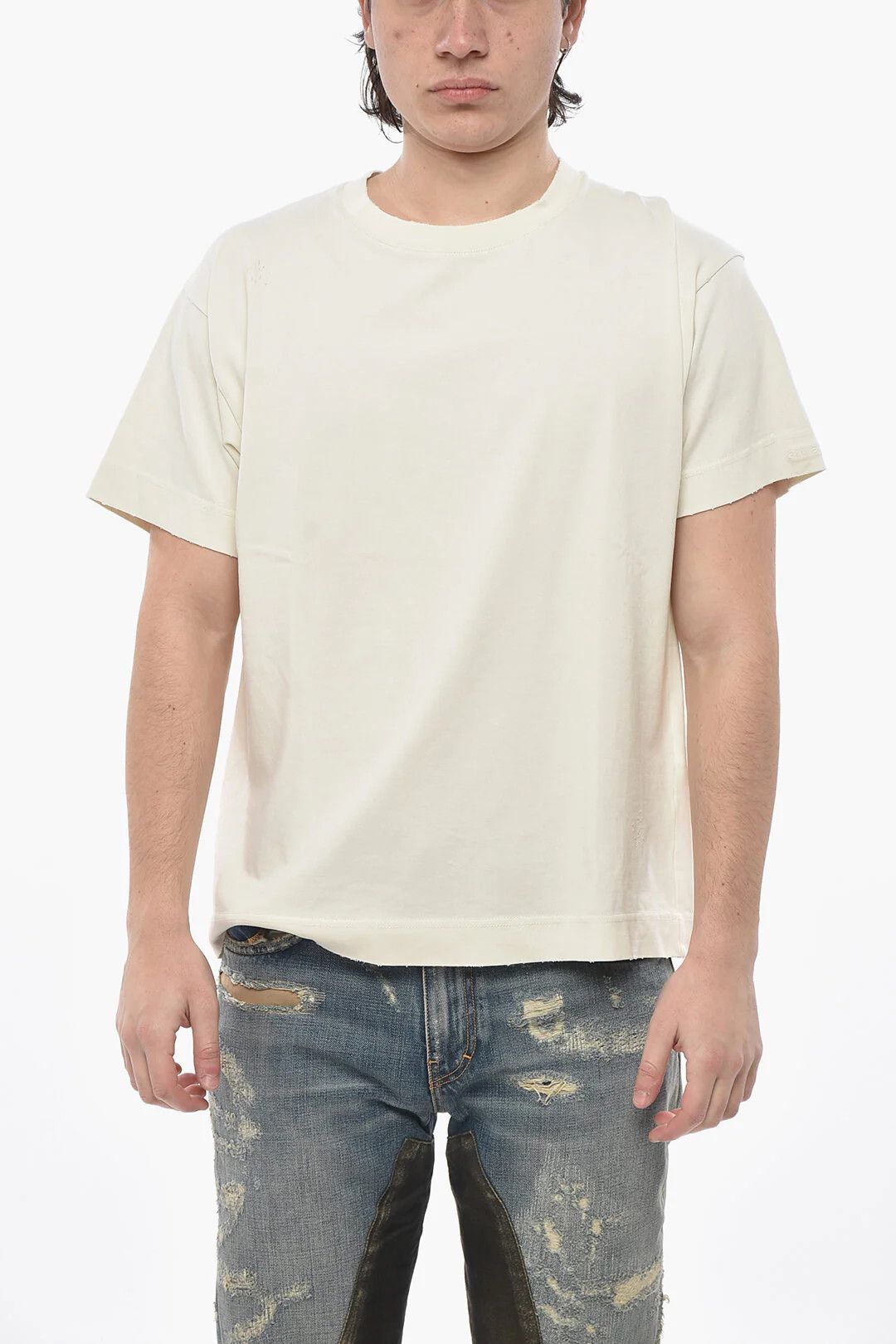 Givenchy og1mm0326 Monochrome Washed-Effect Cotton T-Shirt in White Size US XS / EU 42 / 0 - 1 Thumbnail