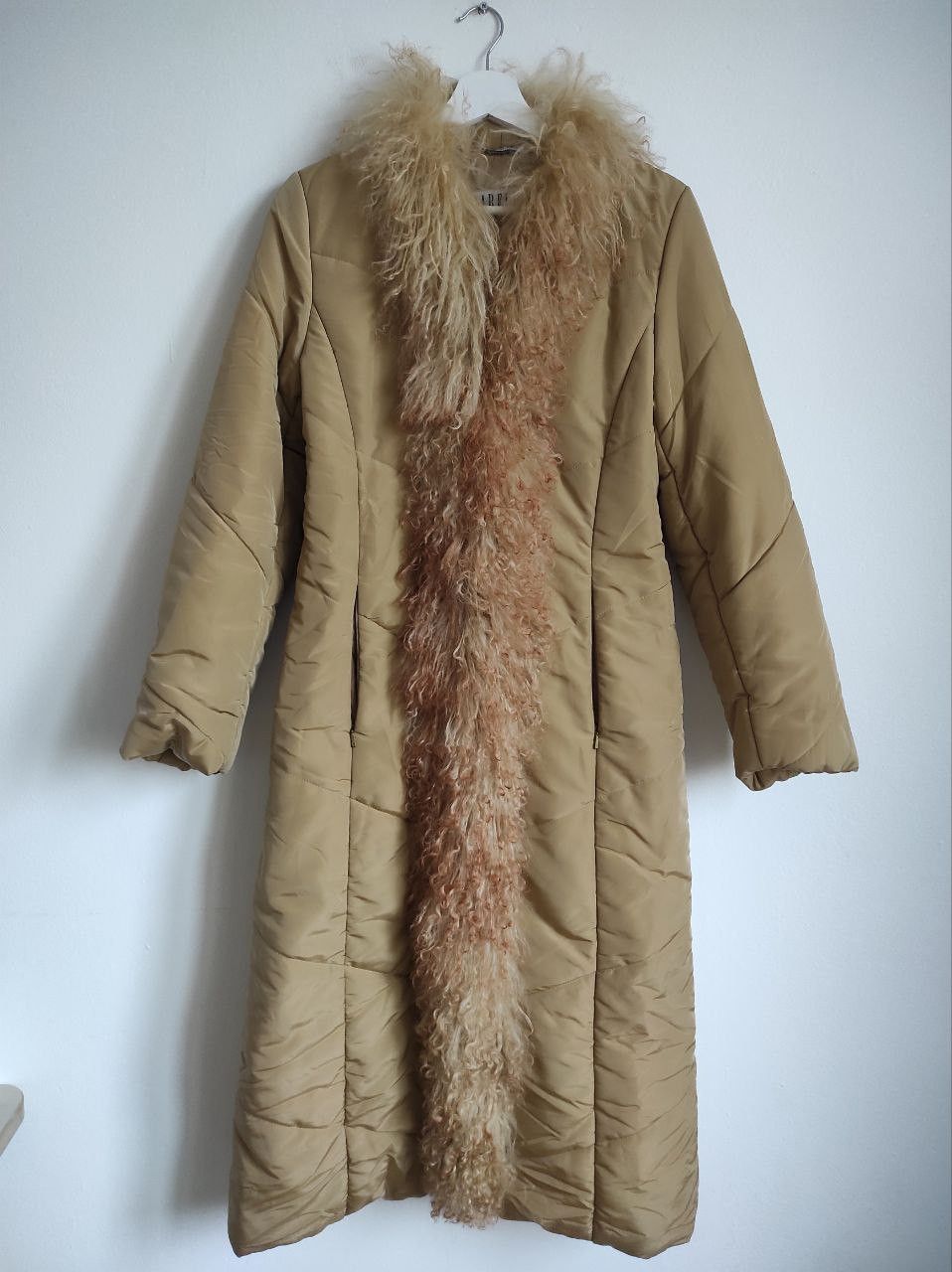 image of Italian Designers x Marella Synthetic Puffer Coat Faux Fur Size S Xs in Beige, Women's