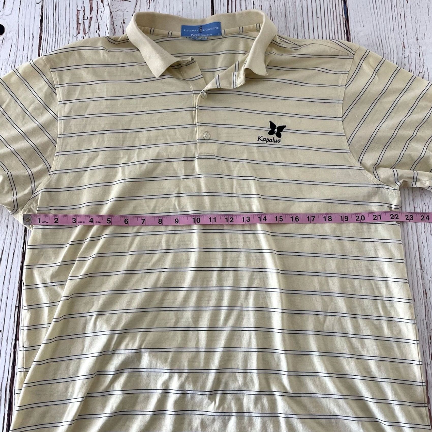 Vintage Fairway & Greene Kapalua Short Sleeve Golf Polo Shirt Striped Men's Large Yellow Shirt Mens Large Yellow Striped Polo Size US L / EU 52-54 / 3 - 4 Thumbnail