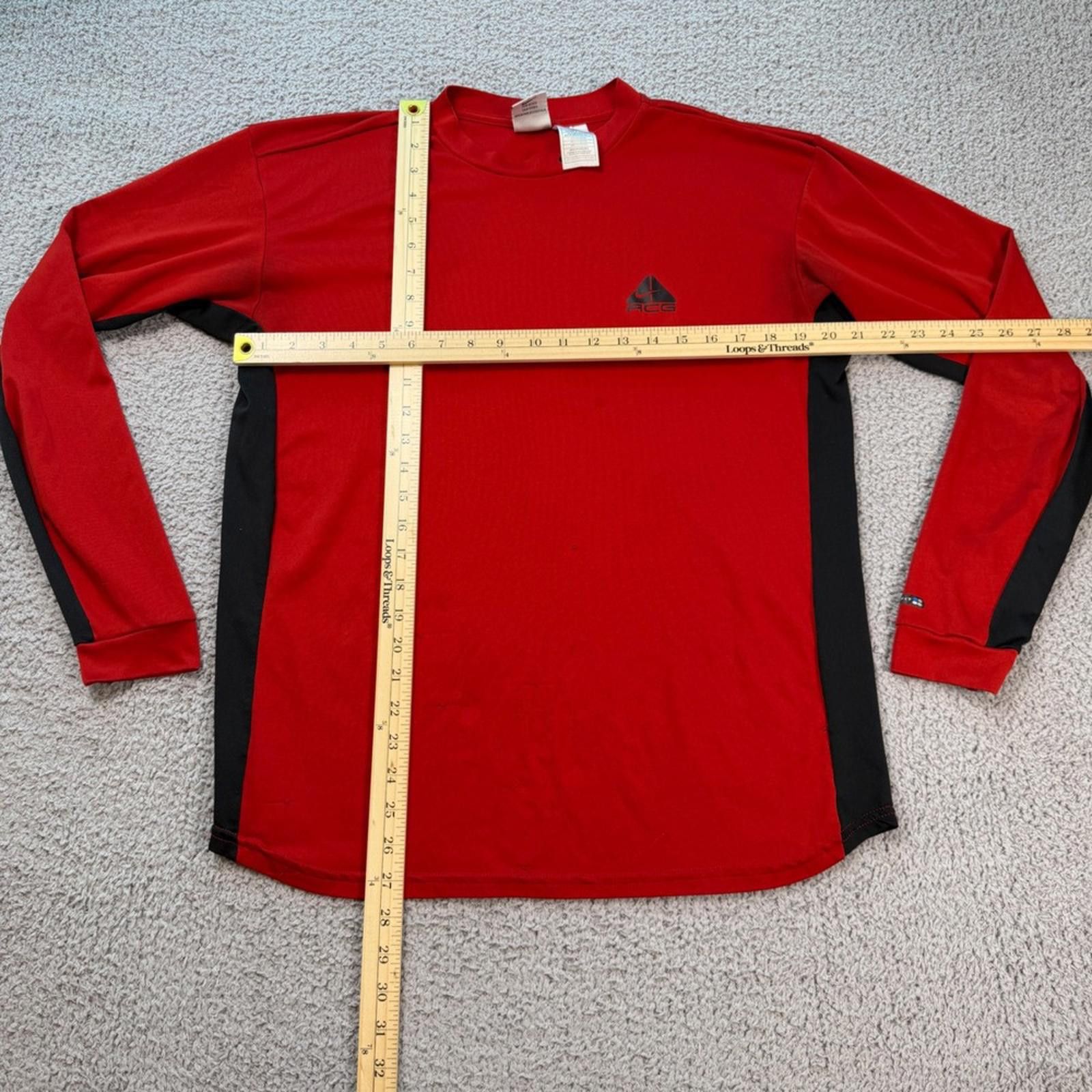 Nike Vintage Nike ACG Long Sleeve Shirt Red Black Mens Large 90s Size US L / EU 52-54 / 3 - 3 Thumbnail