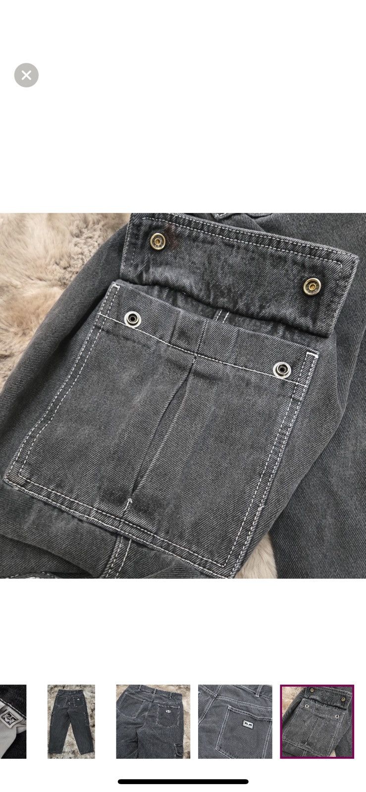 Obey Y2K OBEY Charcoal Black Wash Cargo Straight Wide Pants 30x30 Size US 30 / EU 46 - 15 Thumbnail