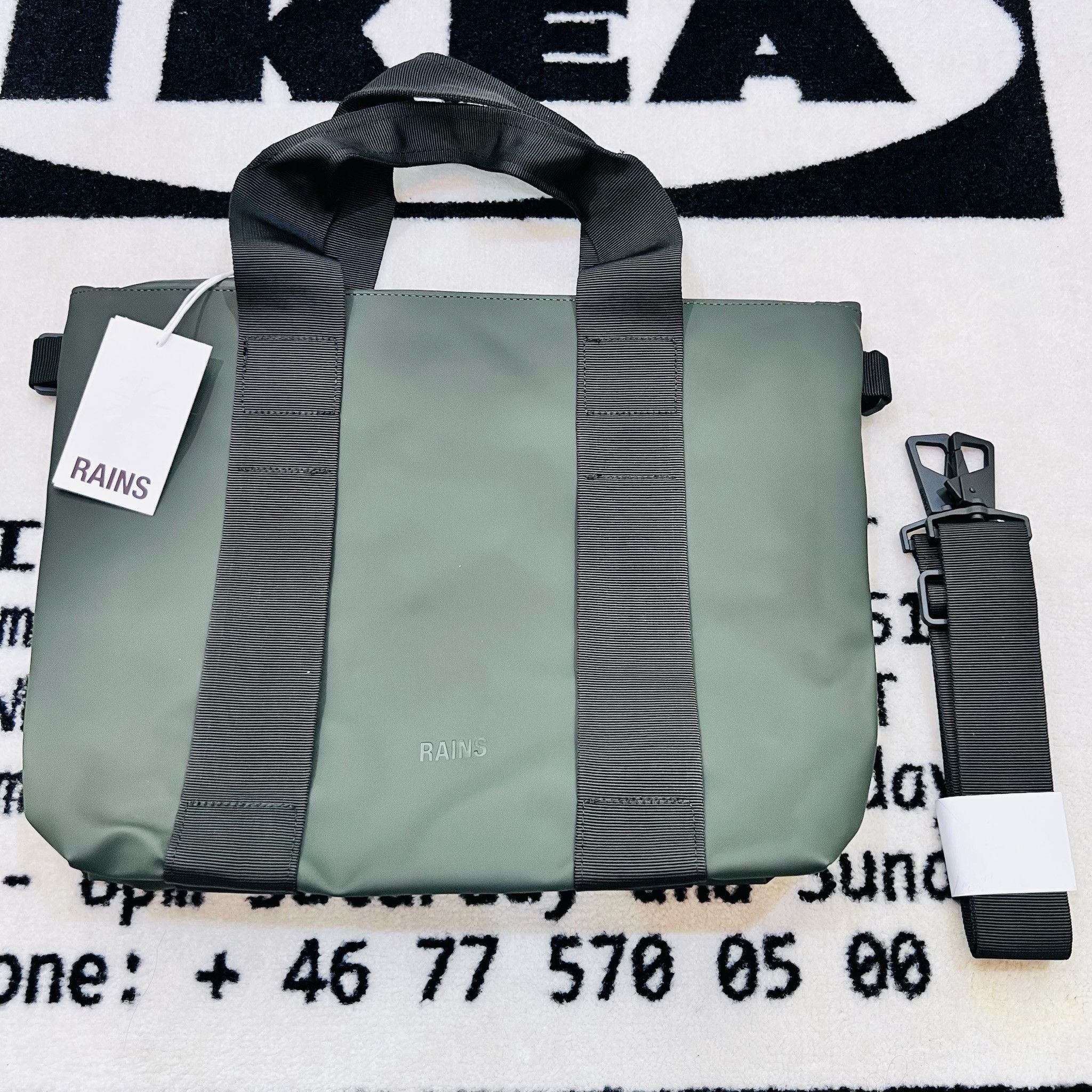 Rains Rains Waterproof 2-Way Shoulder Hand Tote Bag Olive Green Size ONE SIZE - 1 Thumbnail