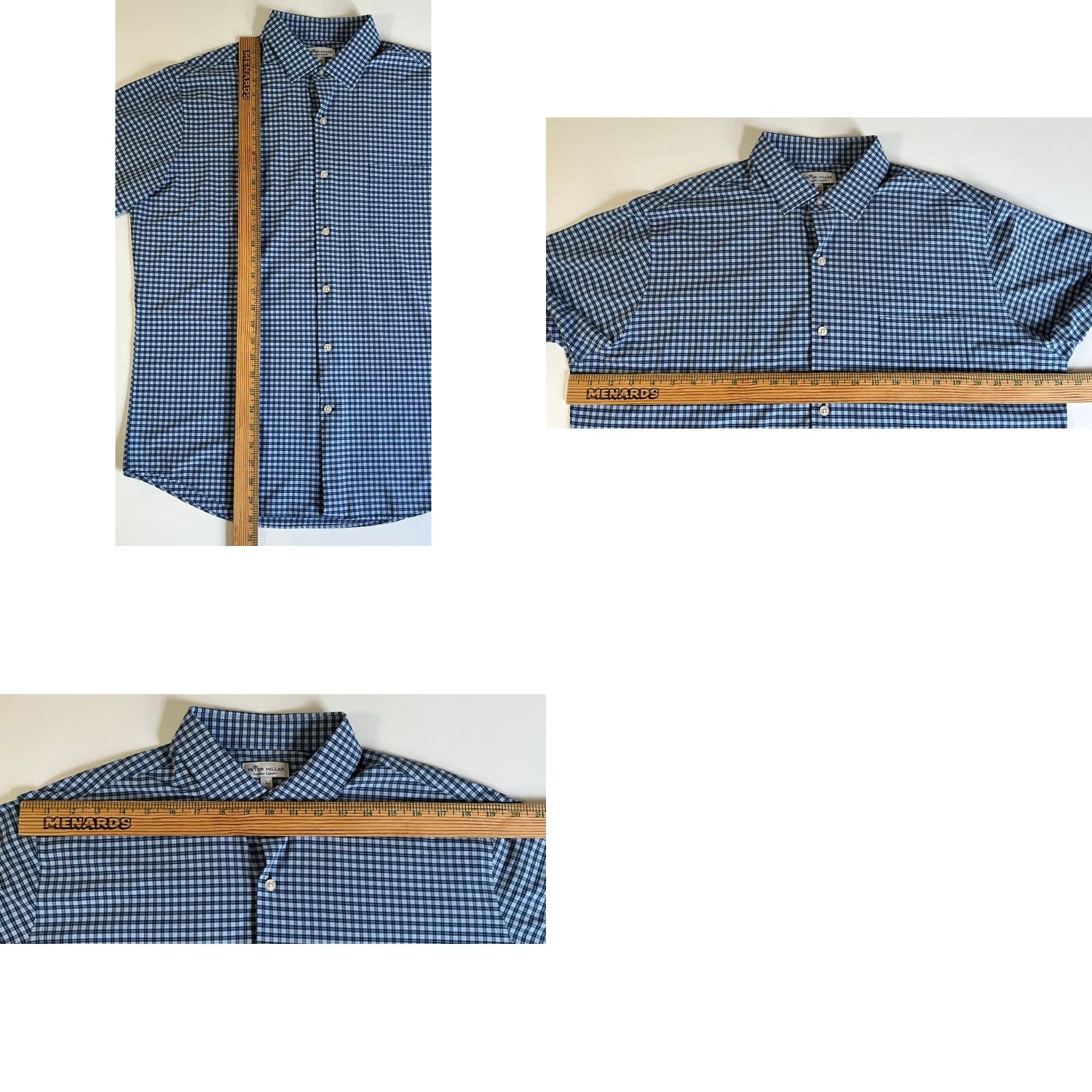Peter Millar VINTAGE Peter Millar Summer Comfort Men’s Short Sleeve Button-Up Shirt Check Sz L Blue Shirt Regular Mens Size US L / EU 52-54 / 3 - 8 Thumbnail
