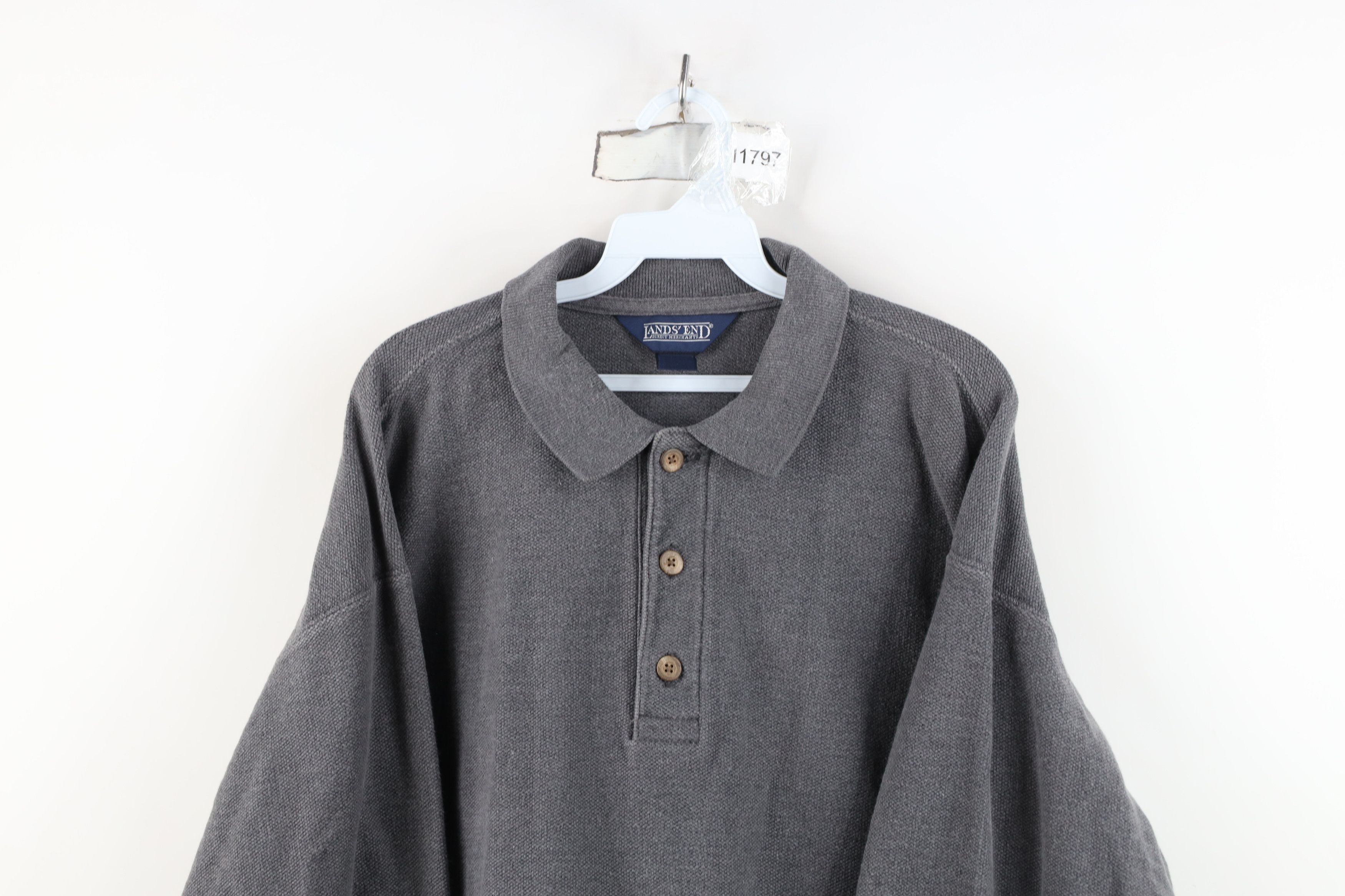 Lands' End Vintage 90s Lands End Heavyweight Weave Long Sleeve Polo USA Size US XL / EU 56 / 4 - 2 Thumbnail