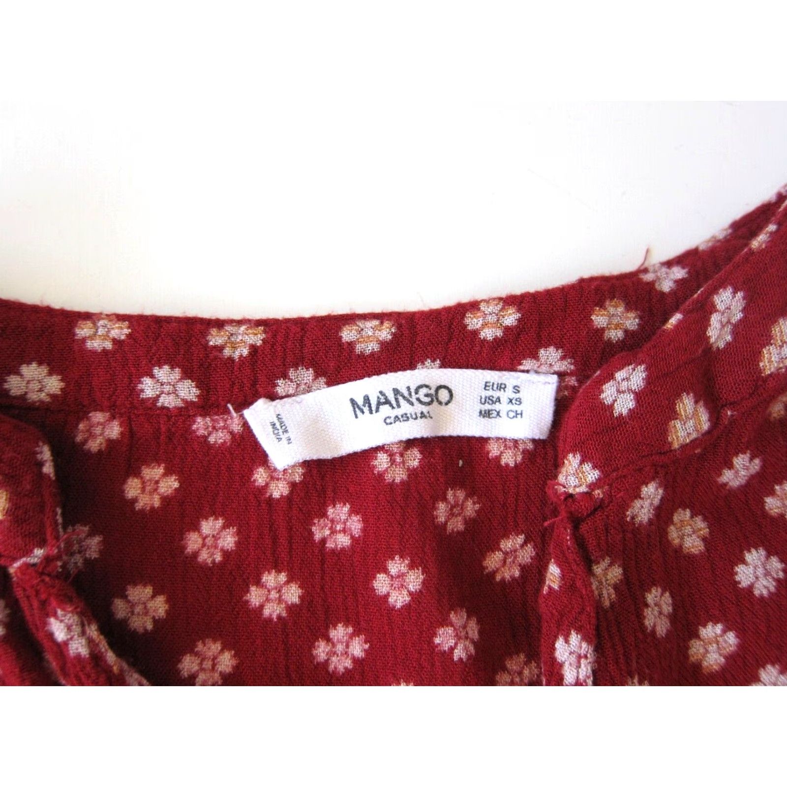 Mango Mango Casual Short Sleeve Jumpsuit Romper 100% Rayon Floral Red XS Women Size XS / US 0-2 / IT 36-38 - 4 Thumbnail
