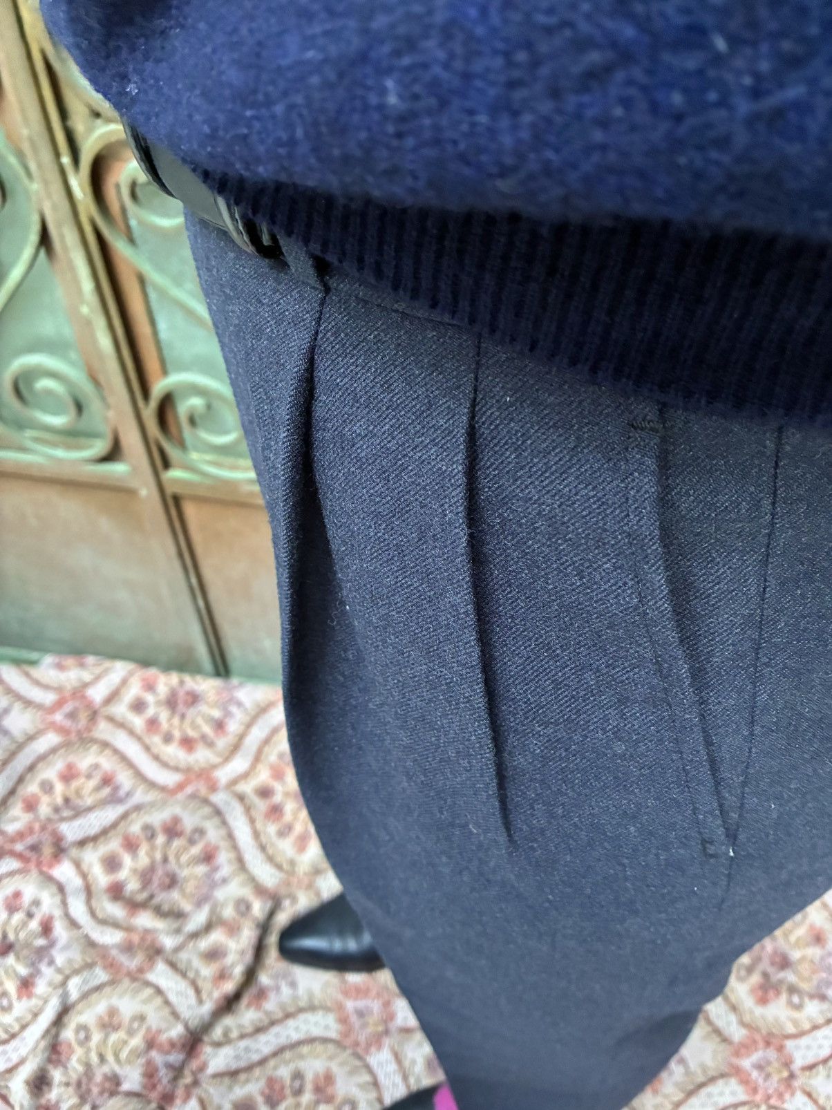 Other MADE IN FRANCE PURE HEAVY WOOL DOUBLE PLEATED TROUSERS Size 44R - 10 Thumbnail