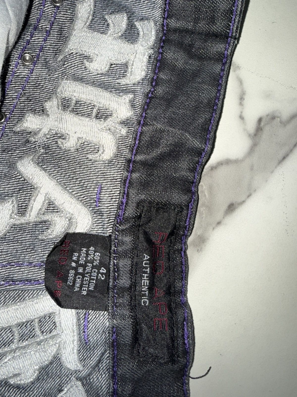 Other Y2K Red Ape Cross Embroidered Baggy Jeans Size US 42 / EU 58 - 6 Thumbnail