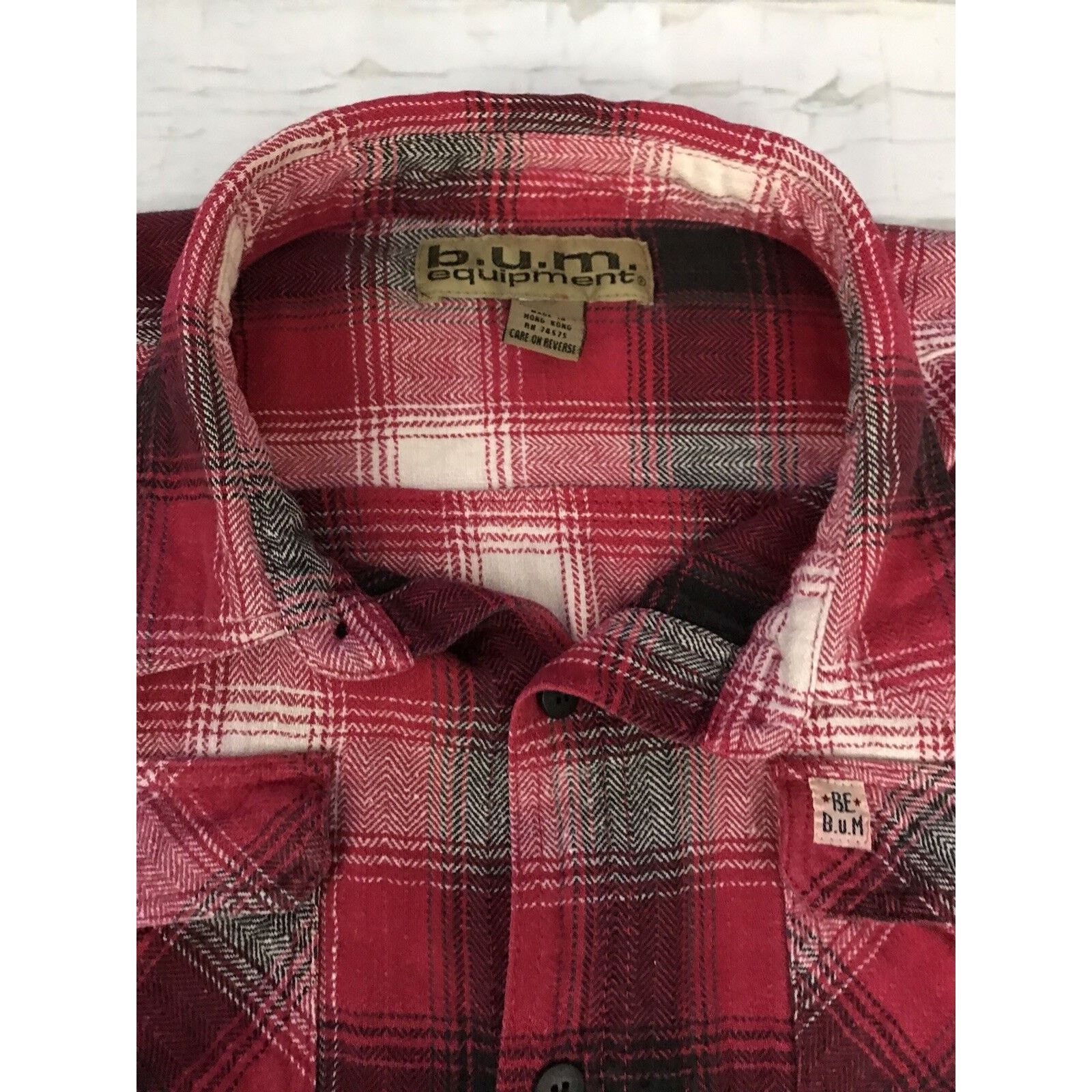 Other B.u.m. Equipment Flannel Plaid Button Up Red Cotton Vintage Size L / US 10 / IT 46 - 6 Thumbnail