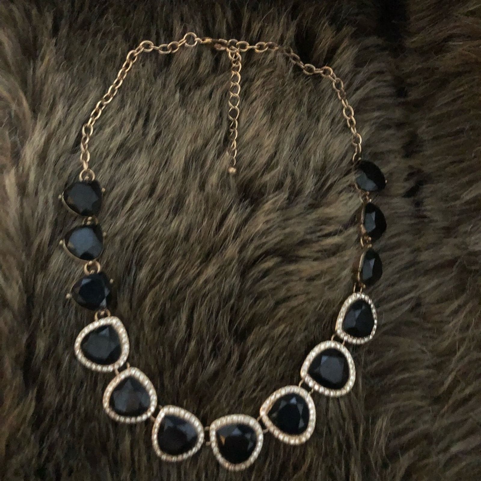 Jewelry Elegant faceted black glass stone bib necklace Size ONE SIZE - 7 Thumbnail