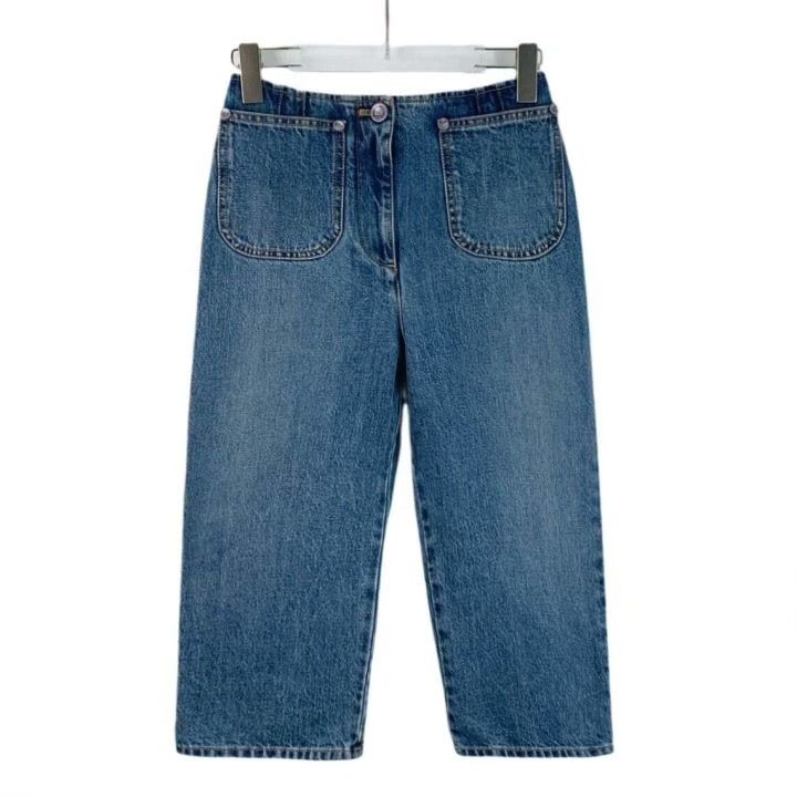 Chanel Chanel Blue Washed Cotton Denim Wide-Leg Pants Size 36" / US 14 / IT 50 - 1 Thumbnail