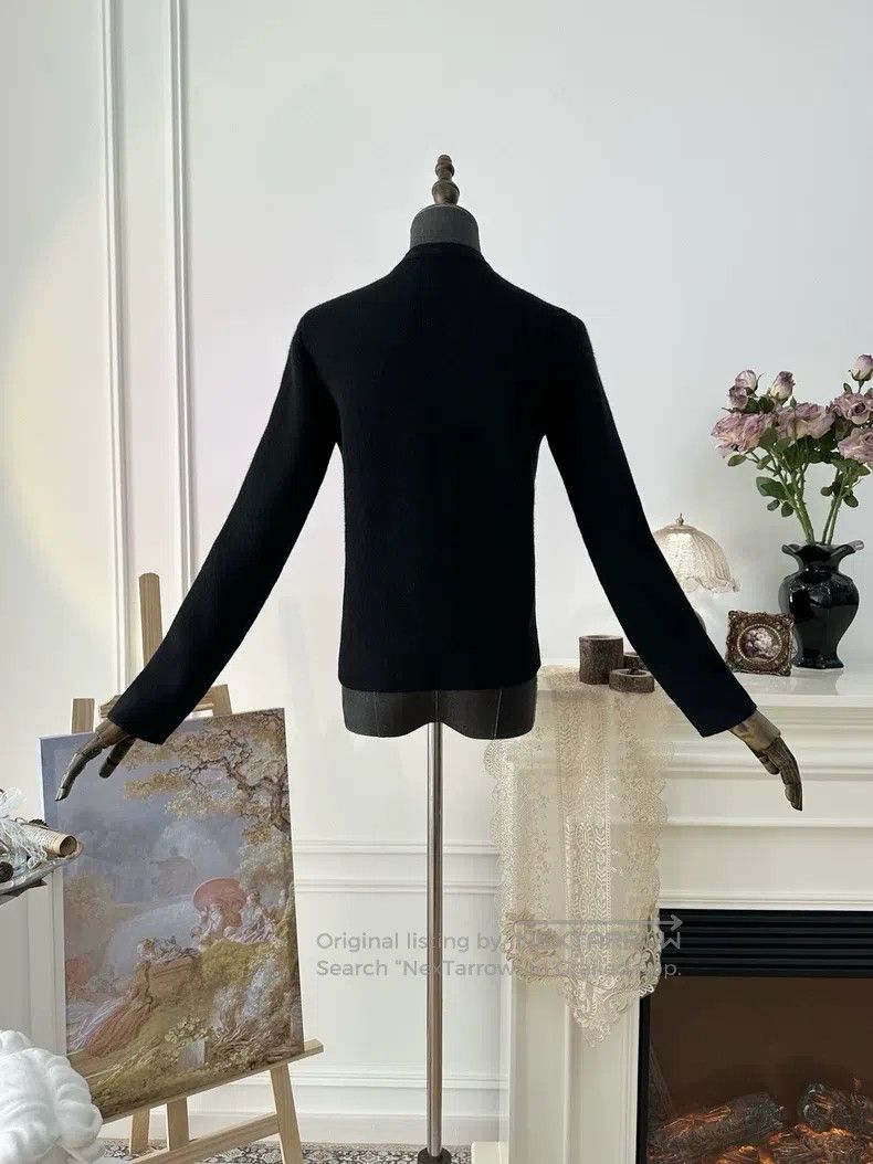 Hermes Hermes Deep V-neck cashmere knitted long shirt, black Size XS / US 0-2 / IT 36-38 - 2 Thumbnail