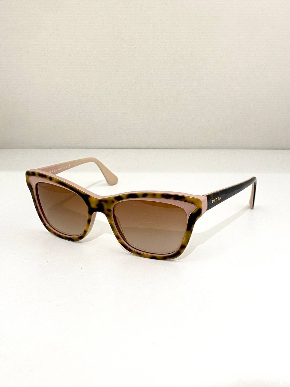 Prada Prada Logo Havana Retro Cat Eye Oversized Sunglasses Size ONE SIZE - 6 Thumbnail
