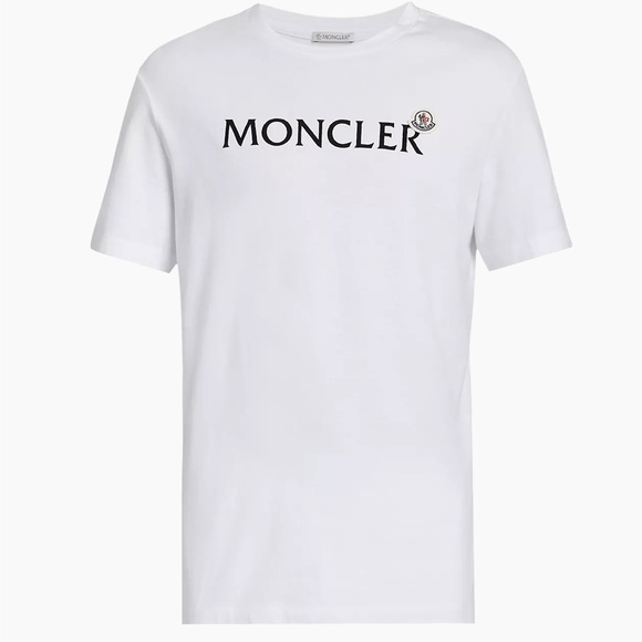 image of Moncler Short Sleeve Logo T-Shirt White Men’S Small, Men's