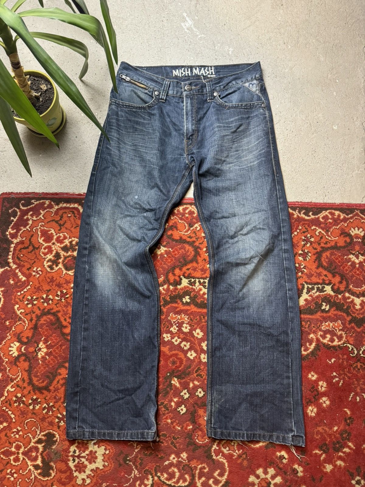 Japanese Brand × Vintage Vintage Y2K Mish Mash Denim Baggy Evis Style Pocket Pants Size US 34 / EU 50 - 1 Thumbnail