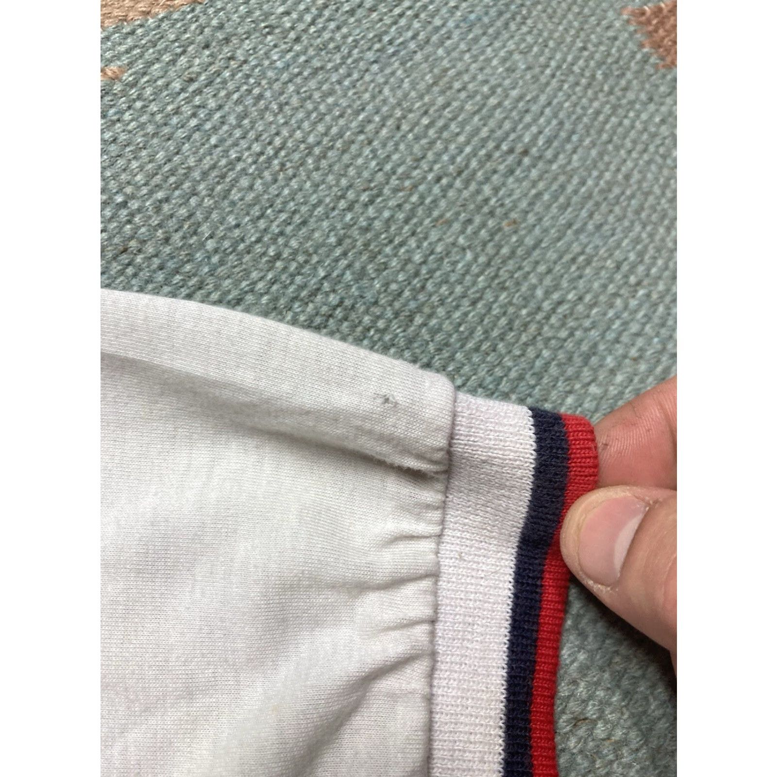 Vintage VINTAGE BRUT Polo Shirt Short Sleeve Striped Ringer White Large Adult Mens 1970s Size US L / EU 52-54 / 3 - 6 Thumbnail