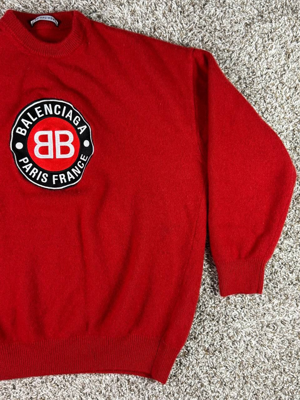 Balenciaga Balenciaga Club Logo Crewneck Sweater in Cashmere & Wool Size US S / EU 44-46 / 1 - 4 Thumbnail