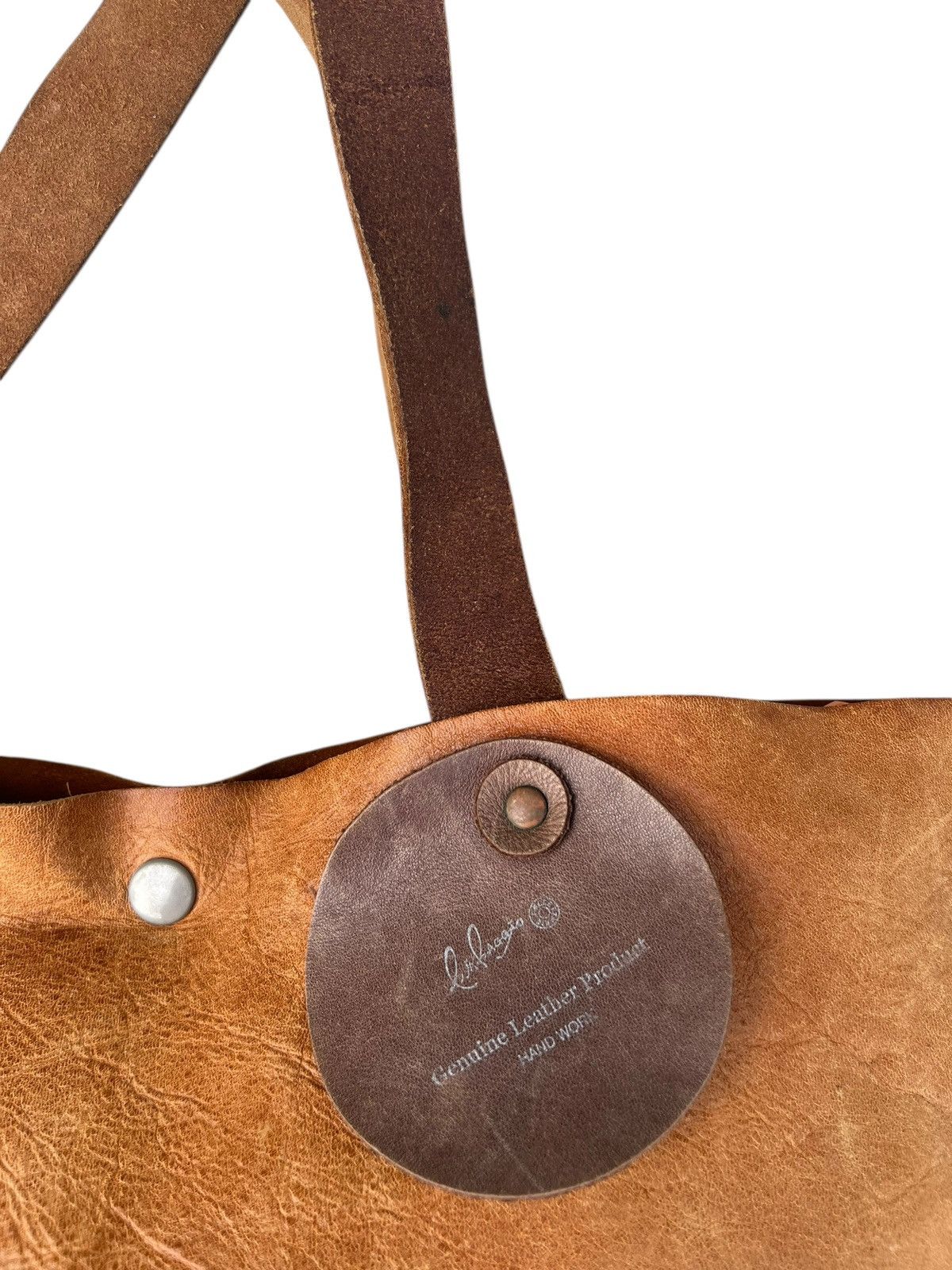 Leather Vintage Bia Baggio Japan Distressed Patina Leather Tote Bag Size ONE SIZE - 11 Thumbnail