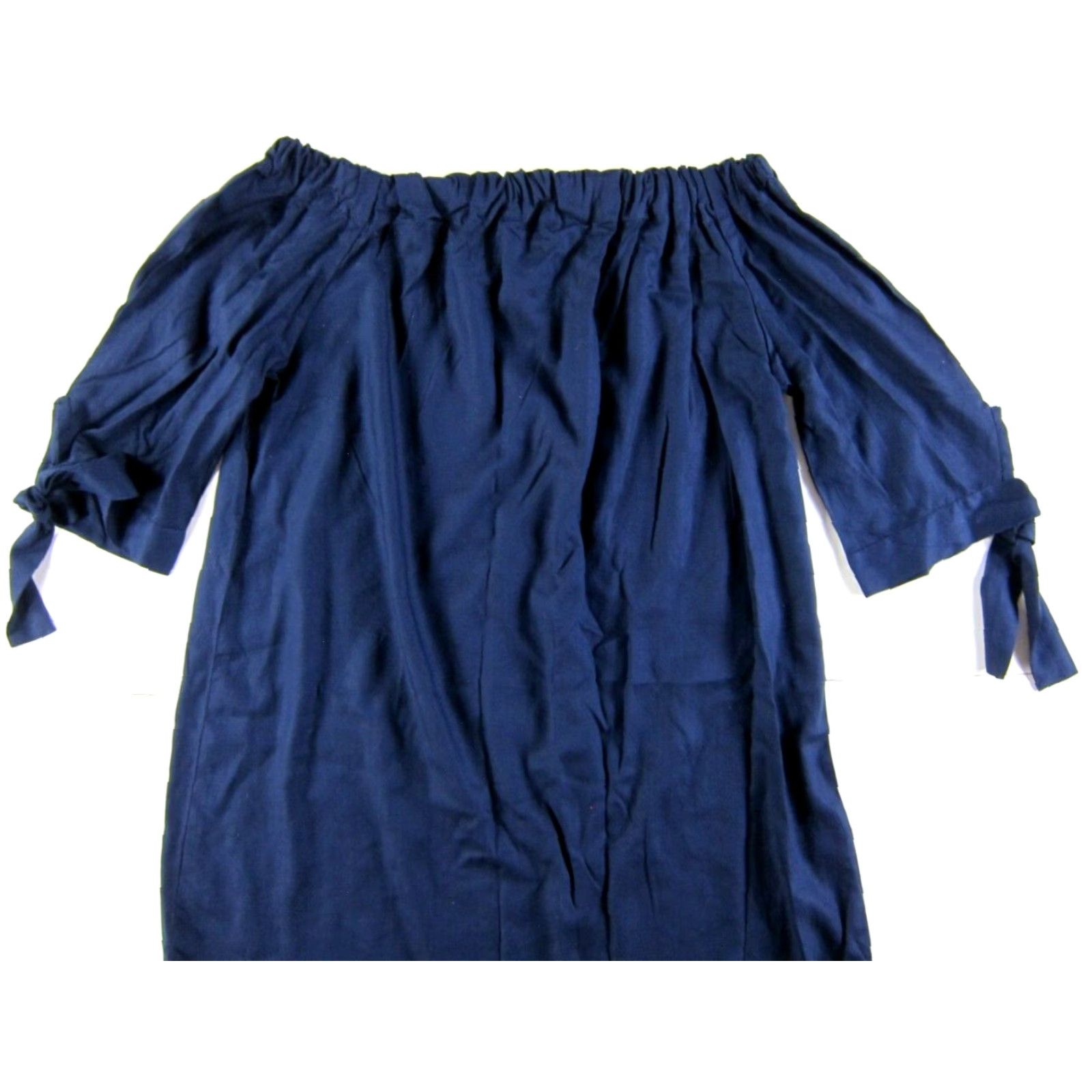 Vintage NWT LASCANA 100% Rayon Navy Blue Off Shoulder Short Sleeve Tunic Shift Dress 10 Size 32" / US 10 / IT 46 - 4 Thumbnail