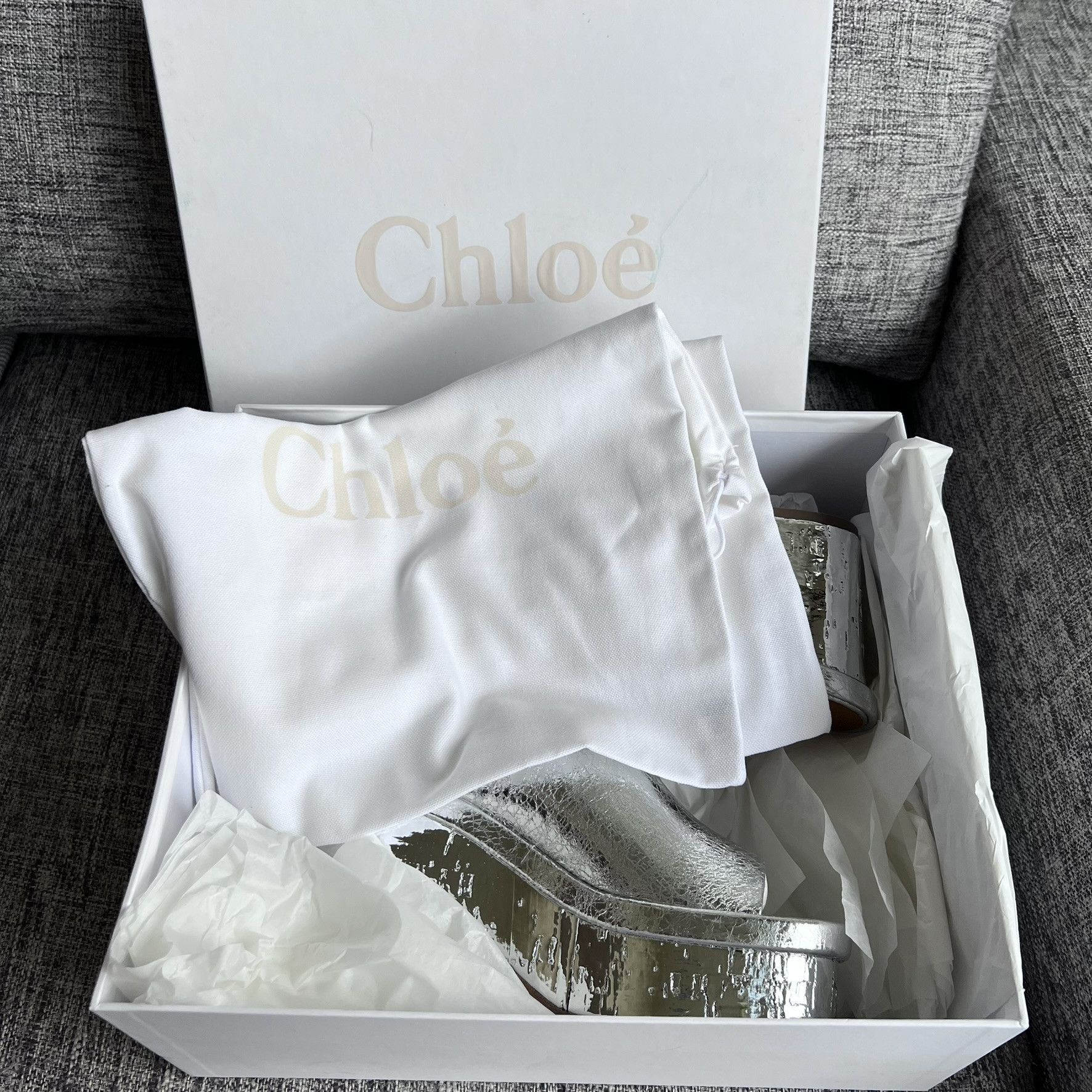 Chloe Chloé Oli 45MM Metallic Leather Platform Mules, Size IT38 Size US 8 / IT 38 - 10 Thumbnail