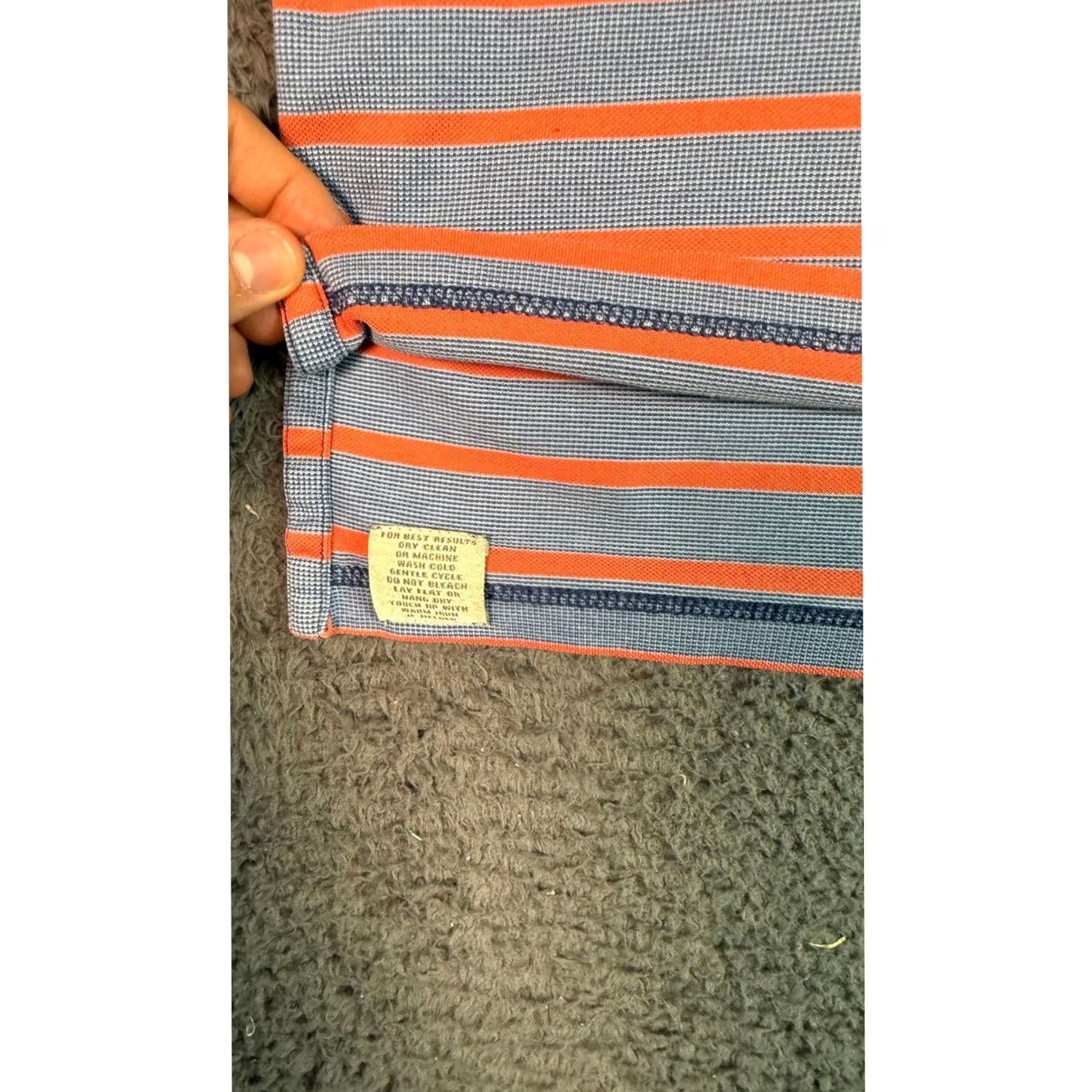 Peter Millar Peter Millar Polo Shirt Striped Golf Casual Short Sleeve Blue Orange Large L Mens Polo Shirt Size US L / EU 52-54 / 3 - 2 Thumbnail