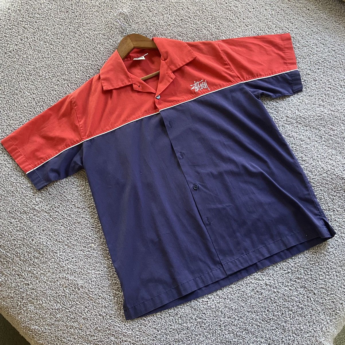 image of 90's Vintage Stussy Work Shirt in Red, Men's (Size Medium)