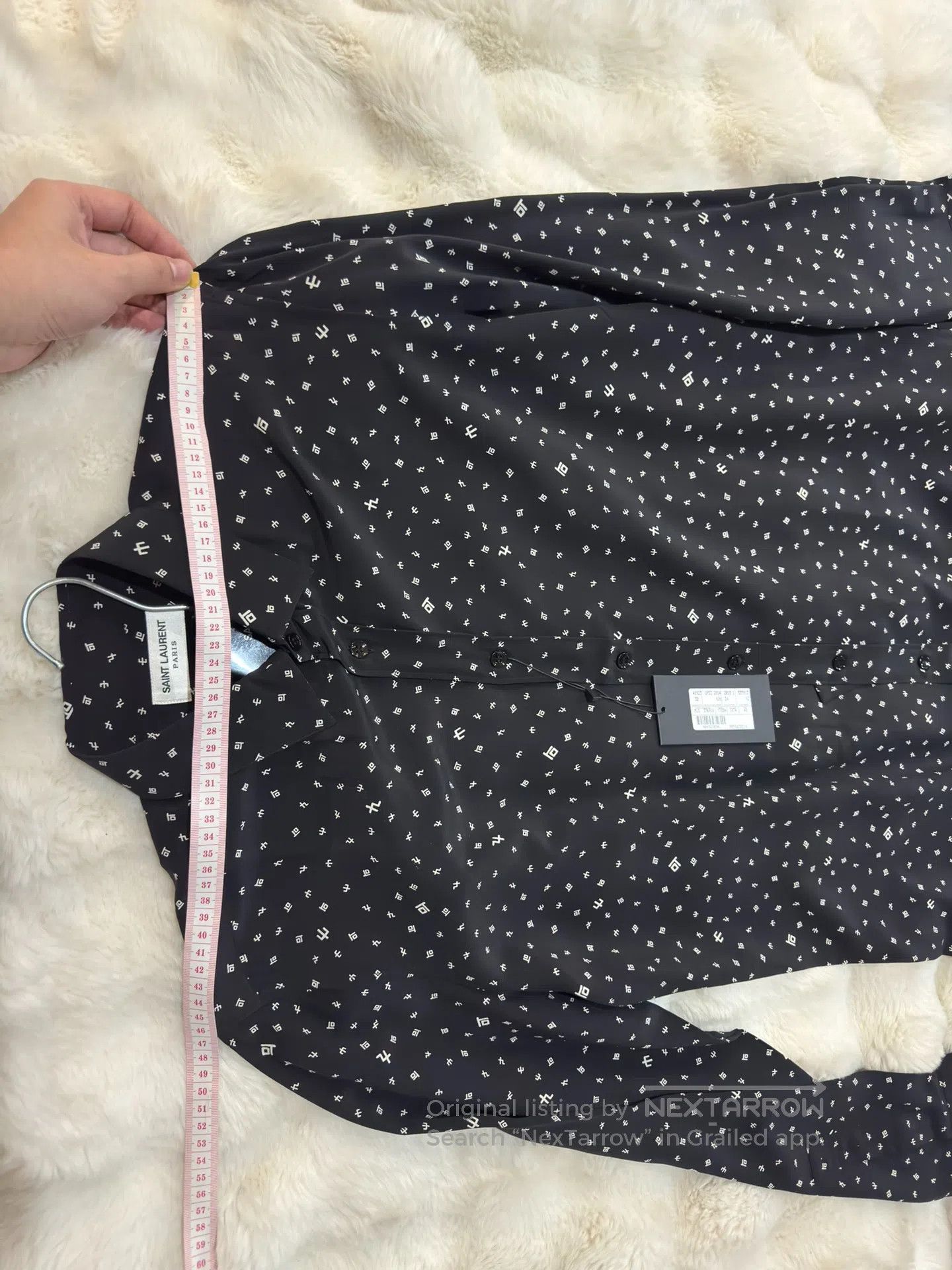 Saint Laurent Paris Saint Laurent Paris Symbol Print Silk Shirt| Size S / US 4 / IT 40 - 7 Thumbnail