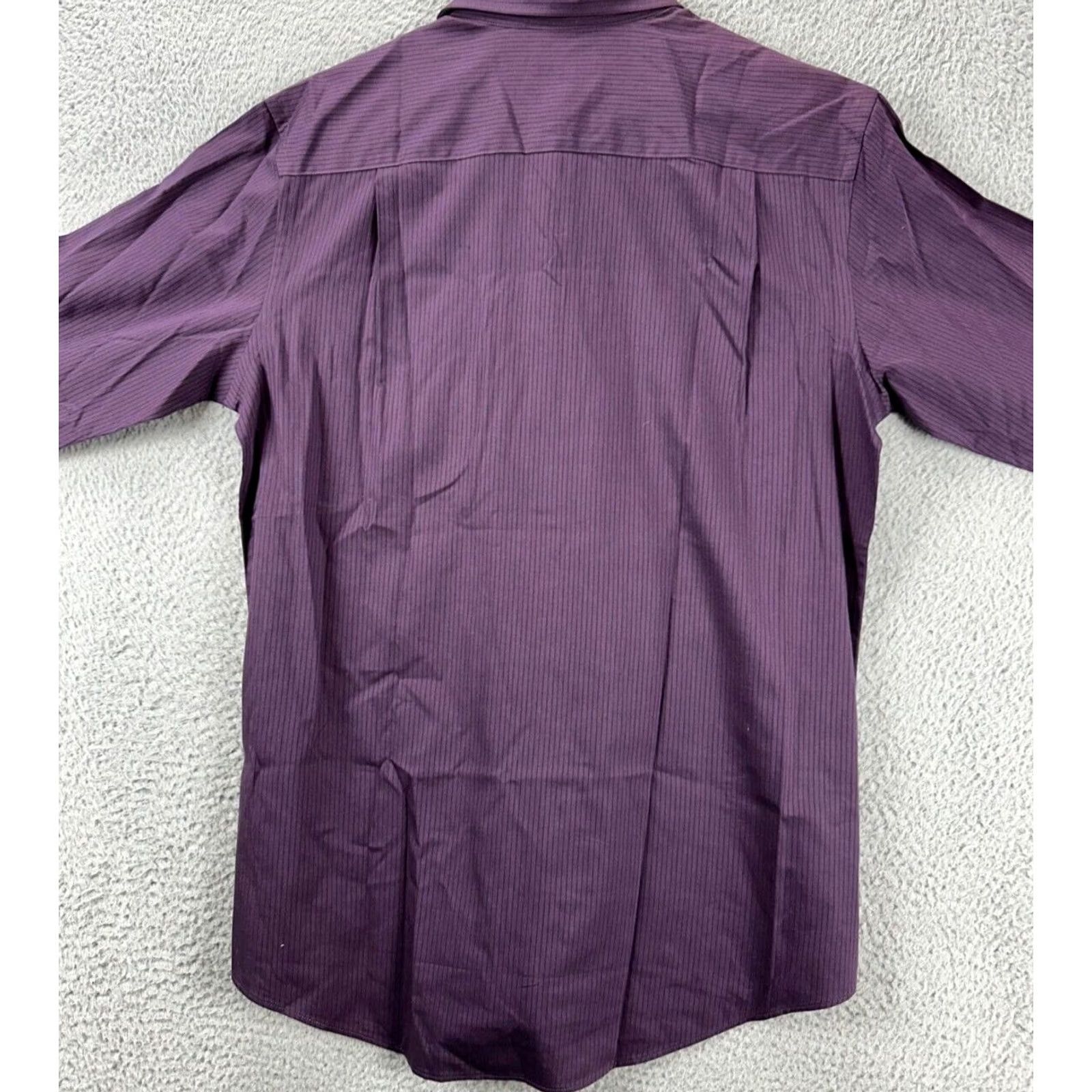 Van Heusen VINTAGE? No. Actually: Van Heusen Dress Shirt Men 15-15.5 Purple Striped Button-Up Shirt Adult Medium NEW Size 40R - 4 Thumbnail