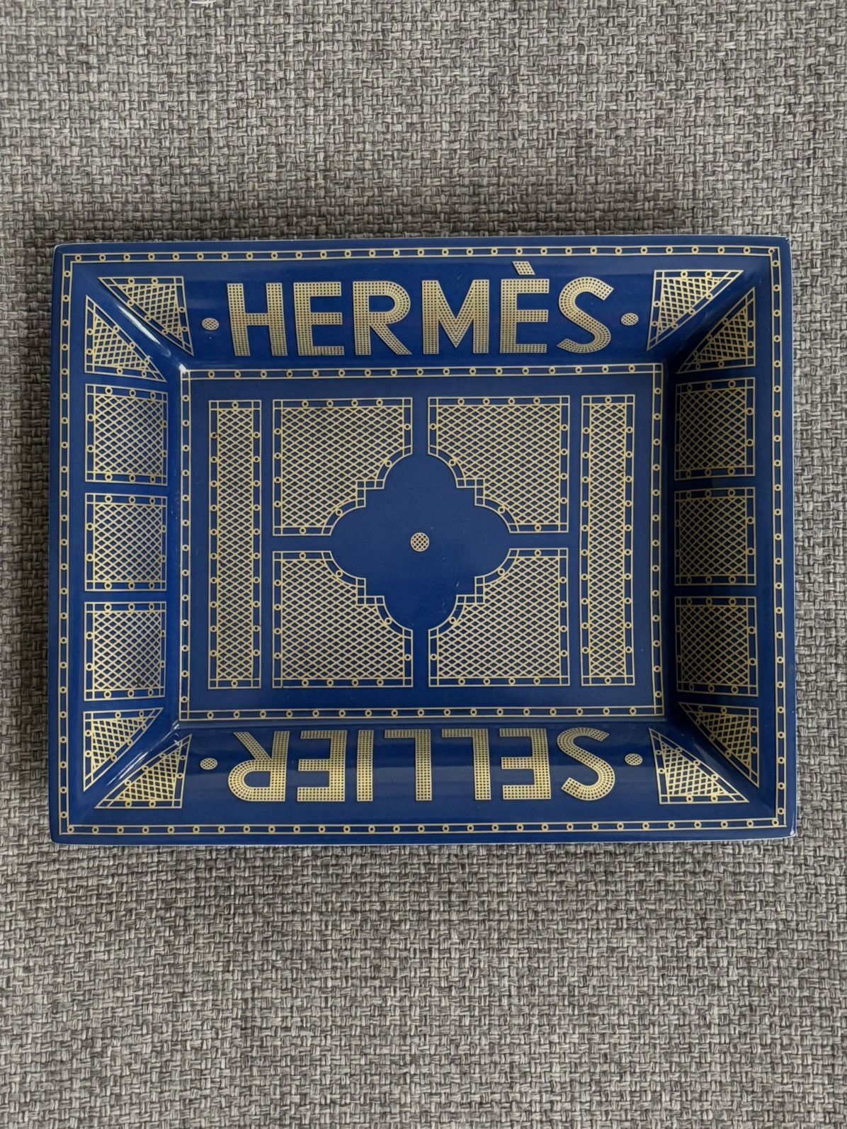 Hermes Hermes Blue & Gold Porcelain Sellier Tray Size ONE SIZE - 1 Thumbnail
