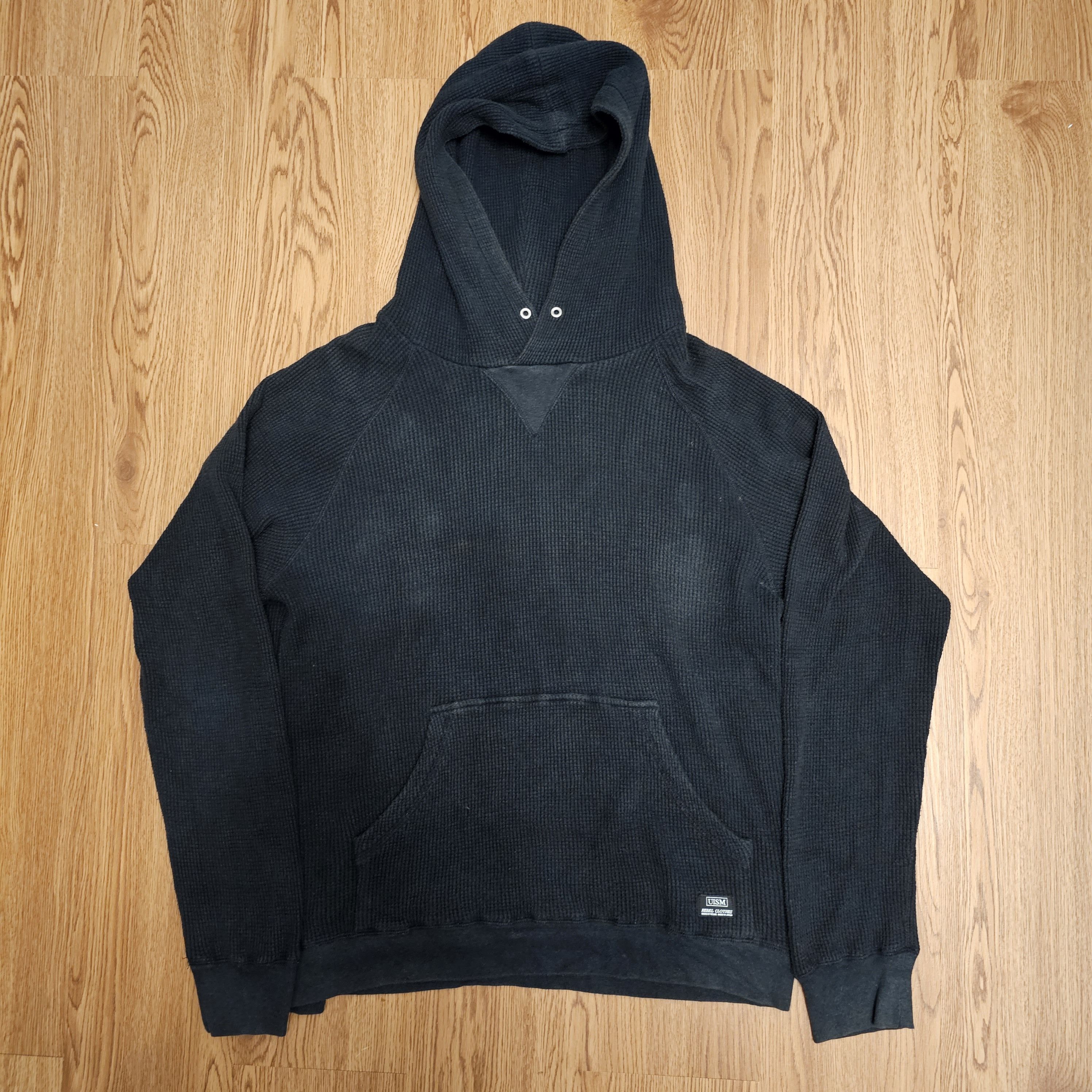 image of Jun Takahashi x Undercover Waffle Knit Hoodie in Black, Men's (Size Medium)