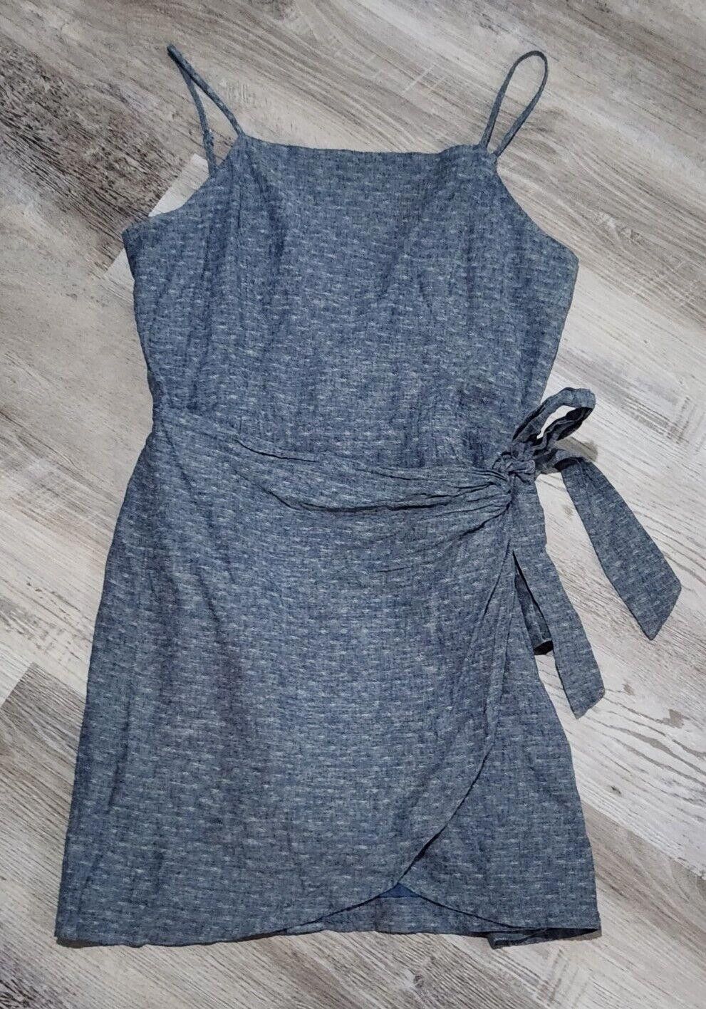 Designer Talori Dress Small Blue Chambray Polka Dot Wrap Short Size S / US 4 / IT 40 - 1 Thumbnail