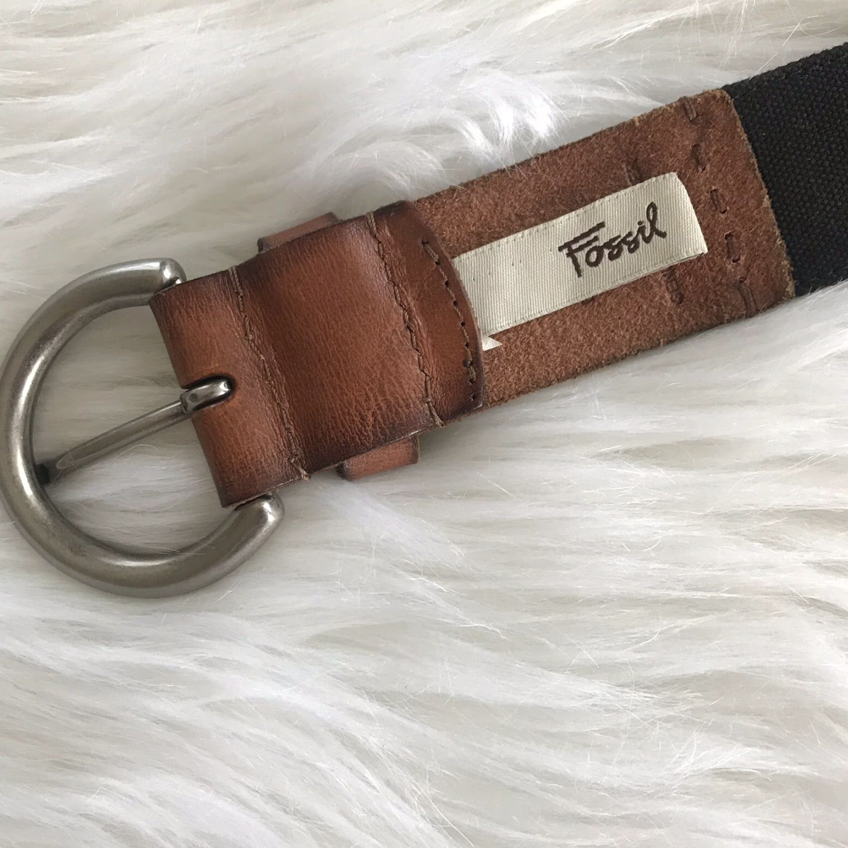 Fossil Fossil Belt Womens Medium Brown Multi-Color Sequin Leather Casual 41.25" Belt Width 1.5" Regular Long?? Size ONE SIZE - 4 Thumbnail