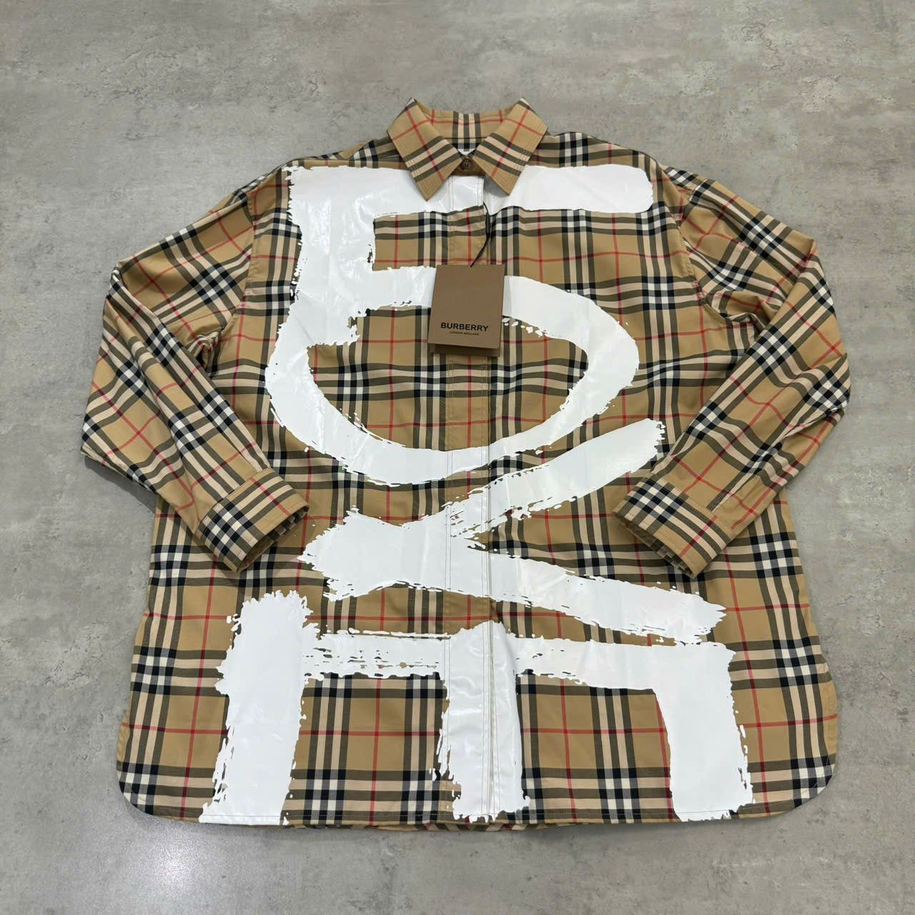 BURBERRY Love Print Vintage Check Cotton Shirt BEIGE