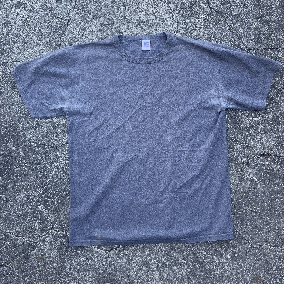 Russell Athletic × Vintage Vintage 90s RUSSELL ATHLETIC Heather Grey T Shirt Size US L / EU 52-54 / 3 - 1 Thumbnail