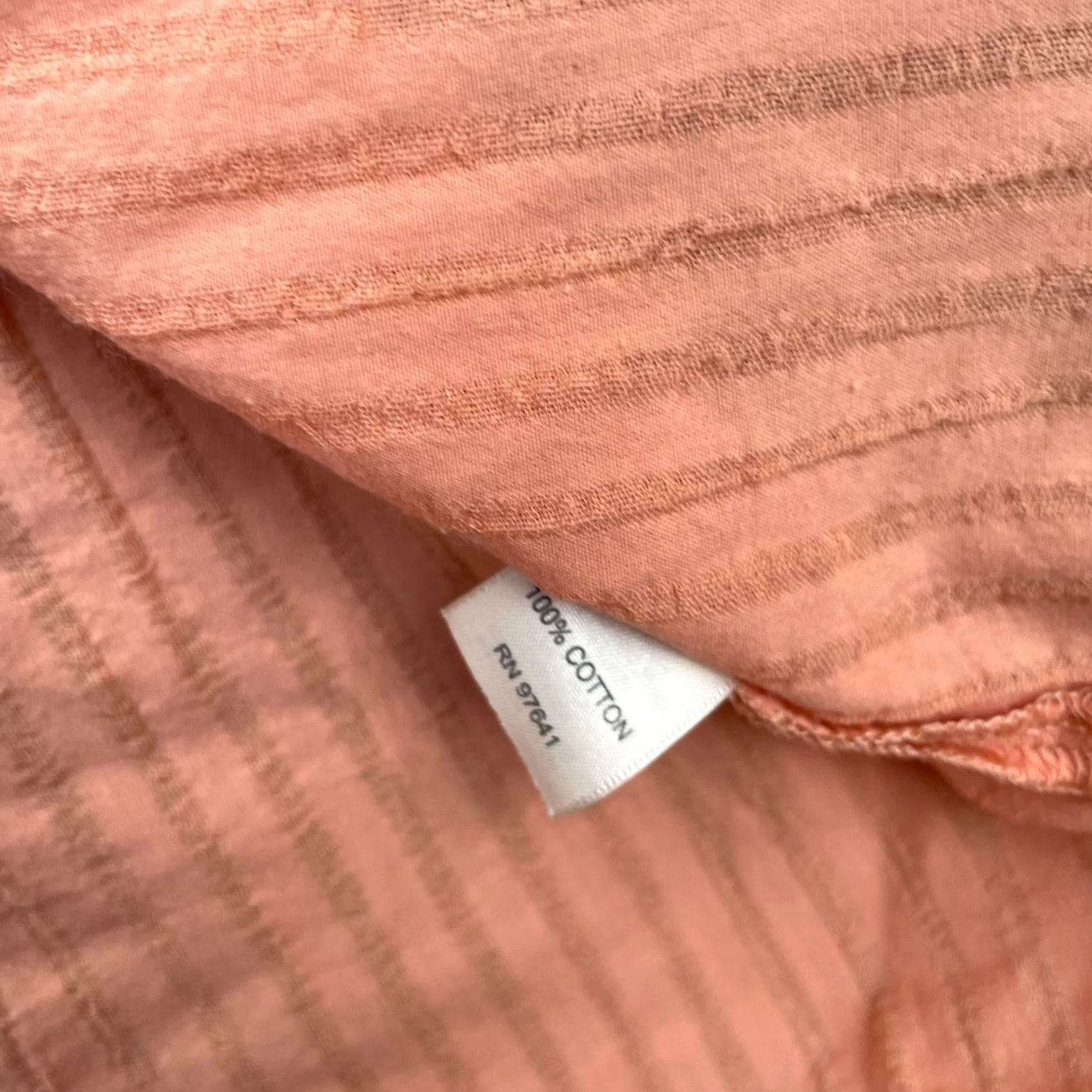 J. Jill J Jill Shirt Womens Medium Orange Striped Cotton Mandarin Collar Side Slits Size M / US 6-8 / IT 42-44 - 4 Thumbnail