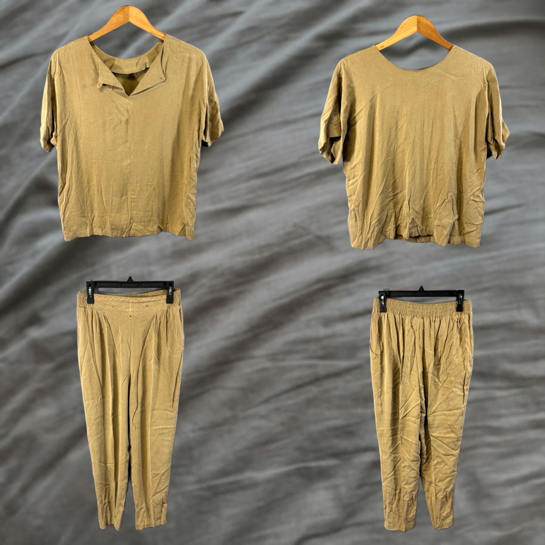 Vintage VINTAGE Saint Germain Petite 2 Piece Set Womens Large Brown Short Sleeve Shirt Pants USA Size L / US 10 / IT 46 - 1 Thumbnail